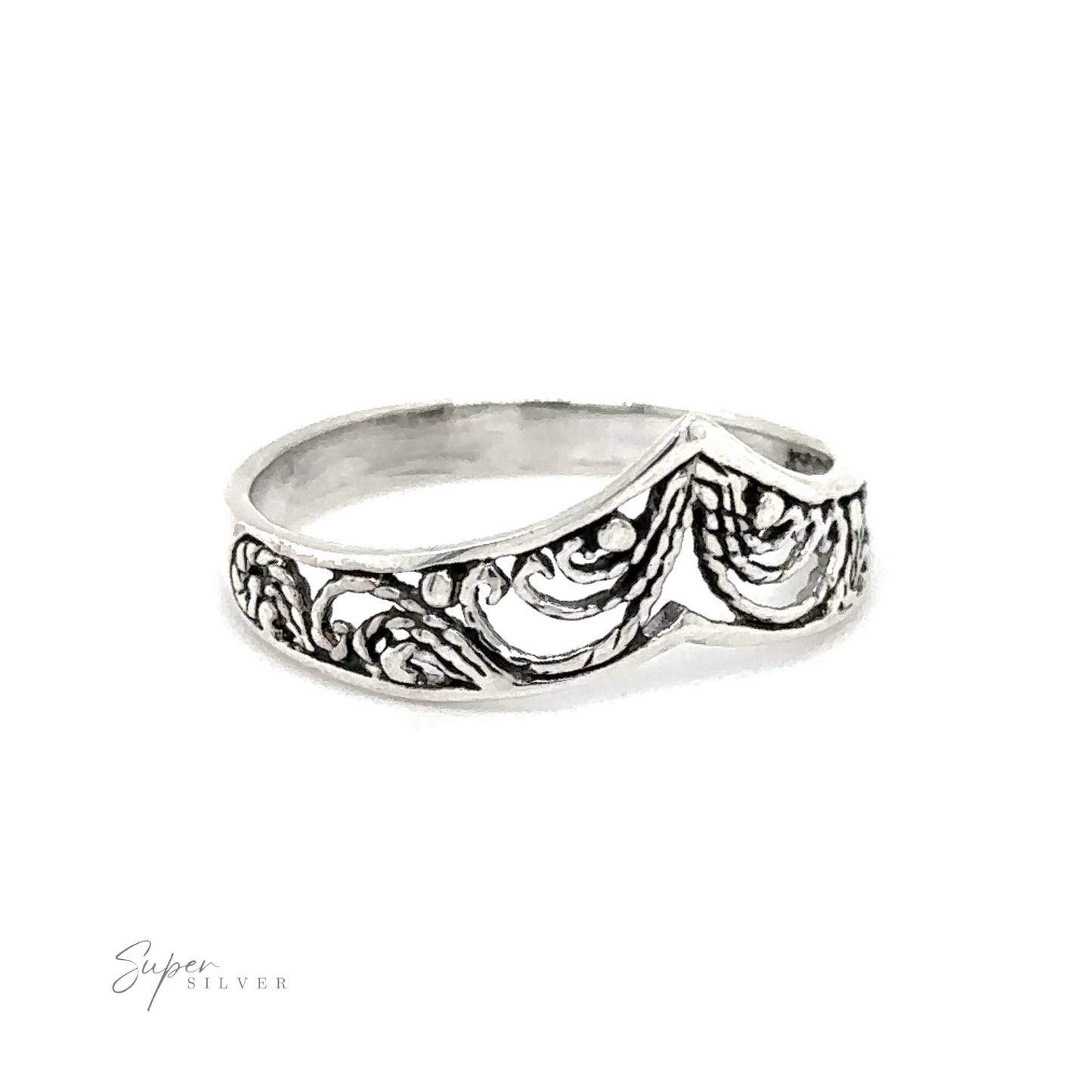 
                  
                    A Chevron ring with a filigree design and Victorian charm.
                  
                