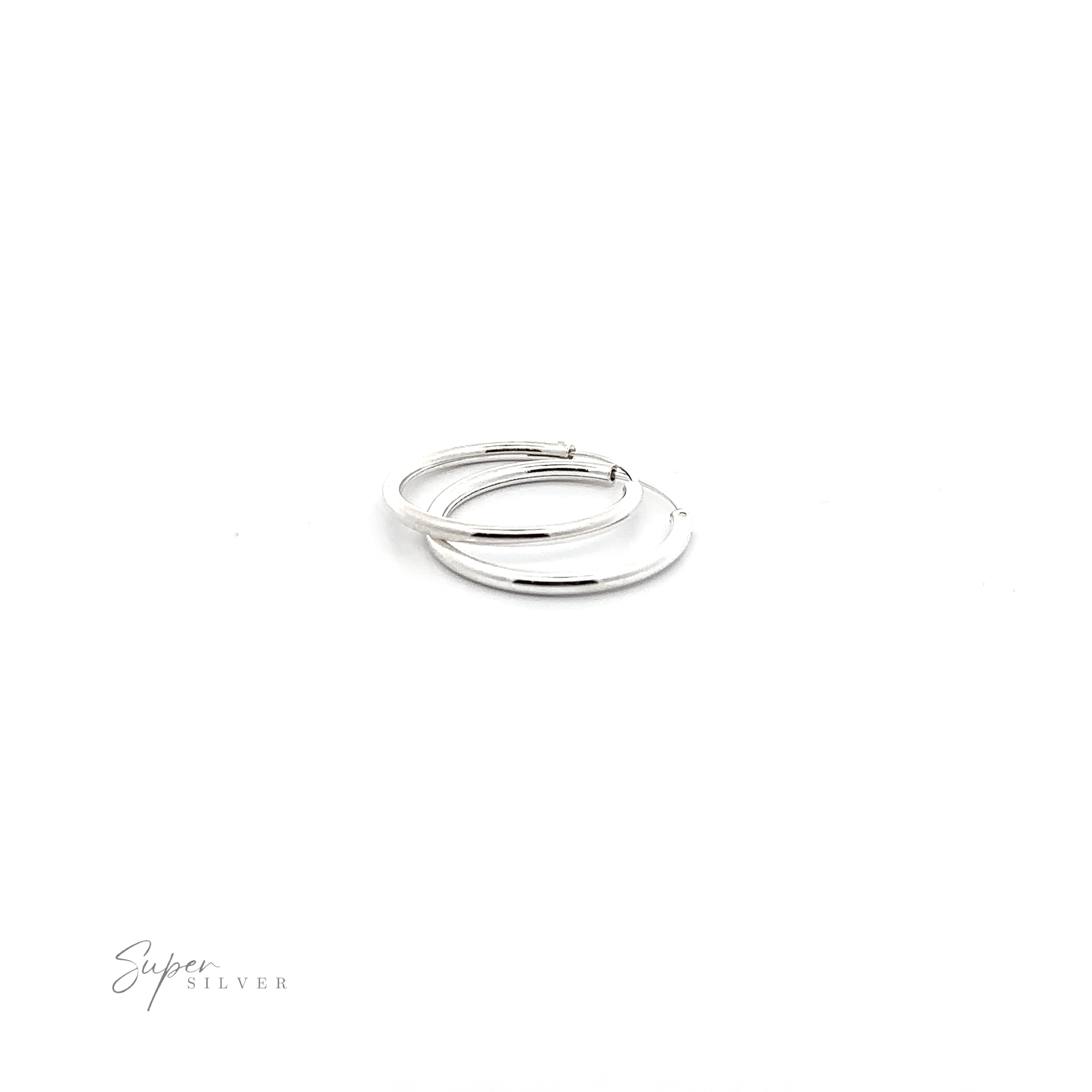 2.5mm Infinity Hoop earrings with a minimalist flair on a white background.