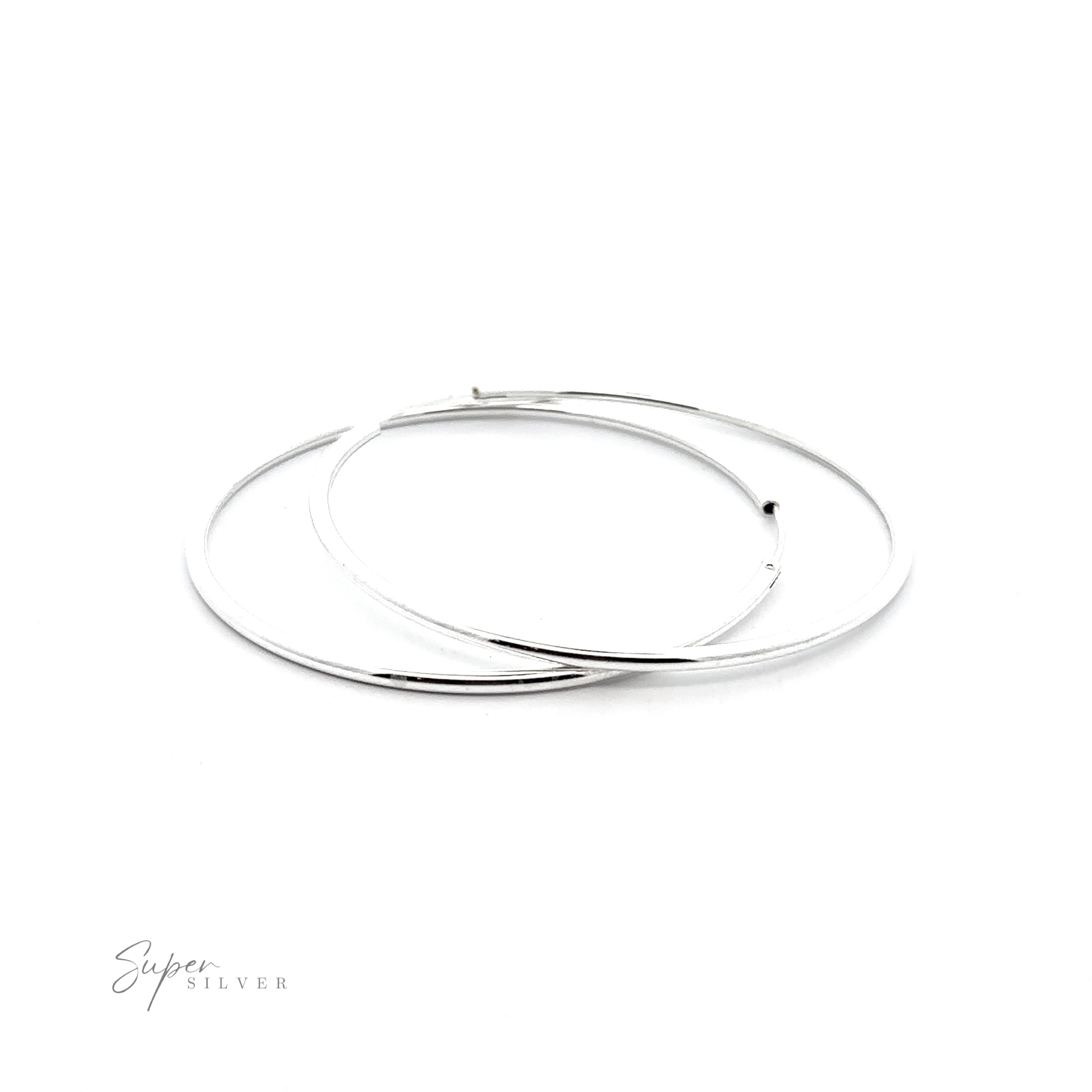 A pair of 2.5mm Infinity Hoops on a white background.