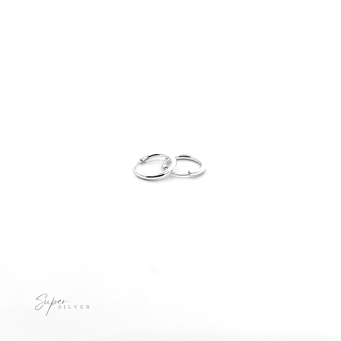 
                  
                    A pair of 2mm Infinity Hoops with a minimalist flair on a white background.
                  
                