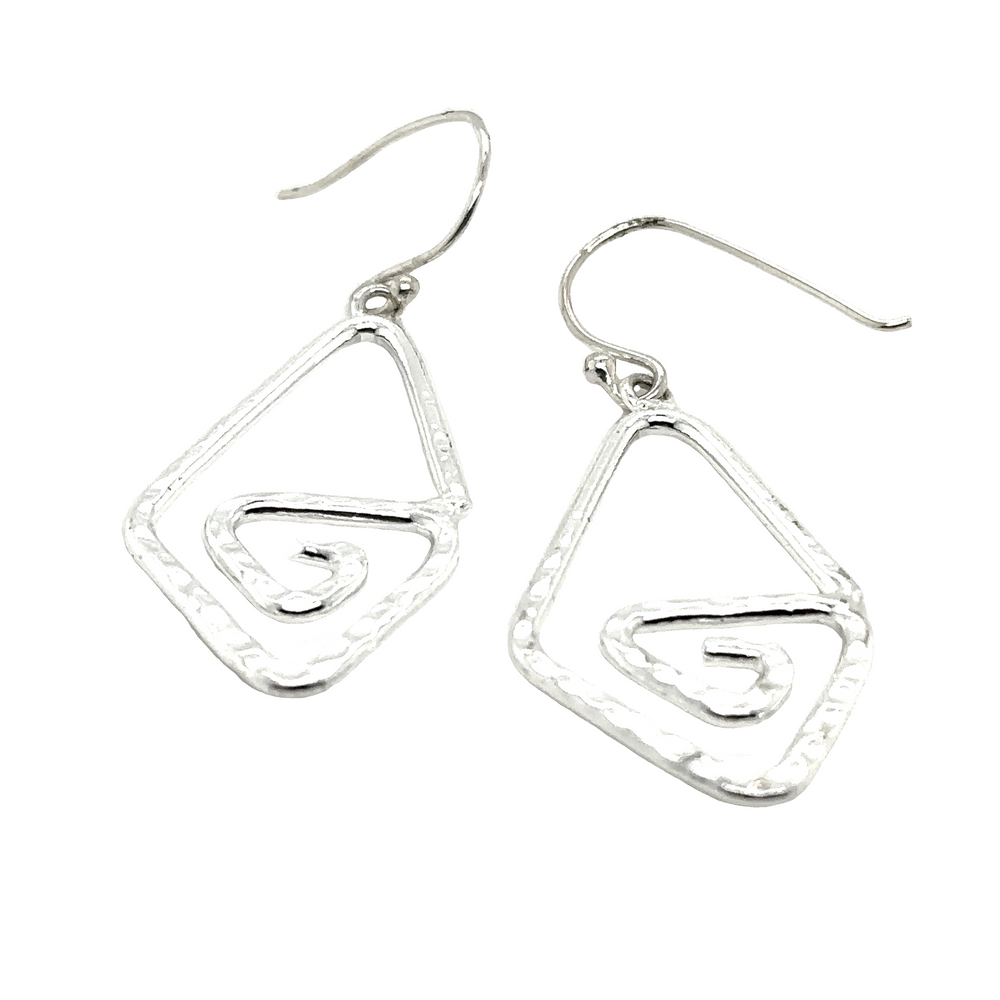 
                  
                    These Hammered Triangle Spiral Earrings by Super Silver feature a geometric design and are made of .925 stamped sterling silver.
                  
                