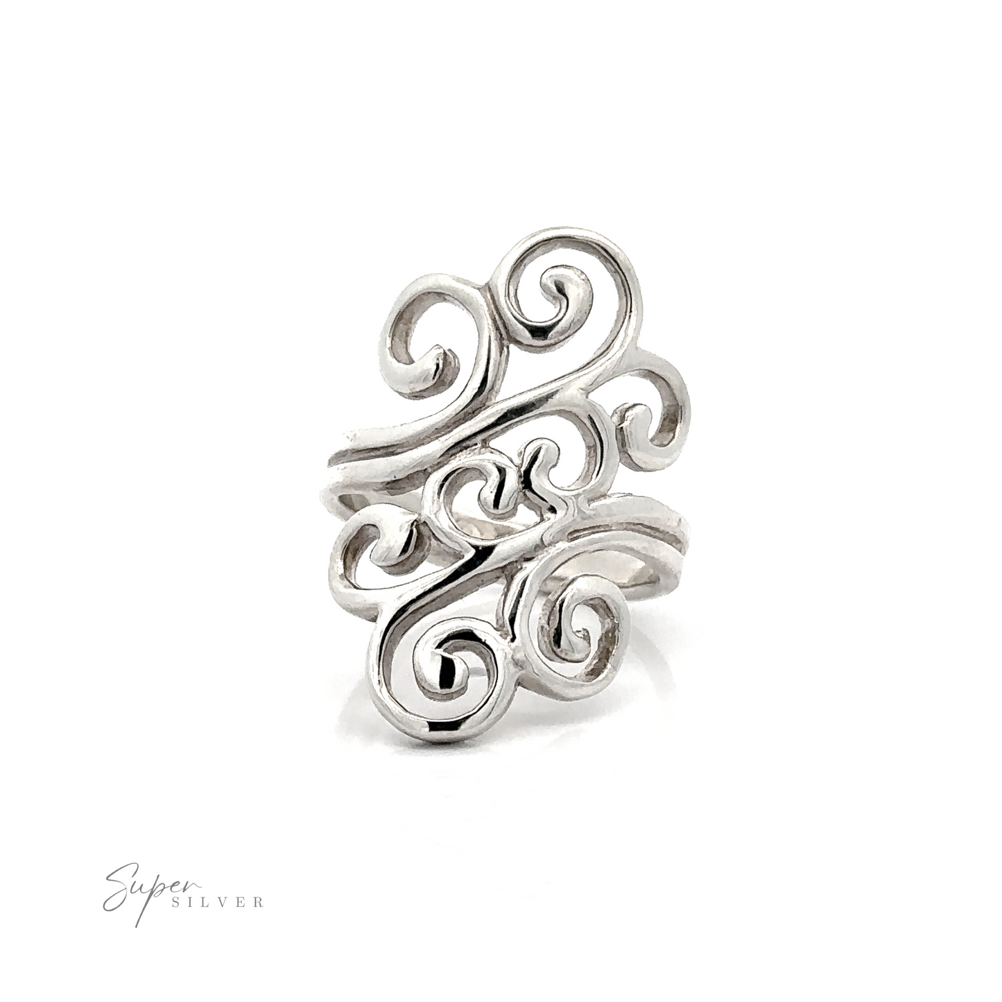 
                  
                    A statement Freeform Swirl Ring with a swirl design.
                  
                