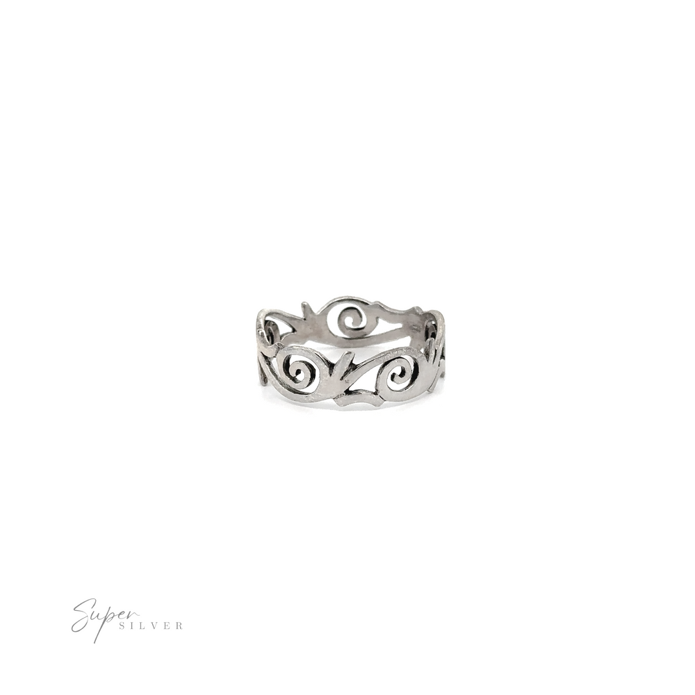 
                  
                    A Sterling Silver Freestyle Swirl Design Ring.
                  
                