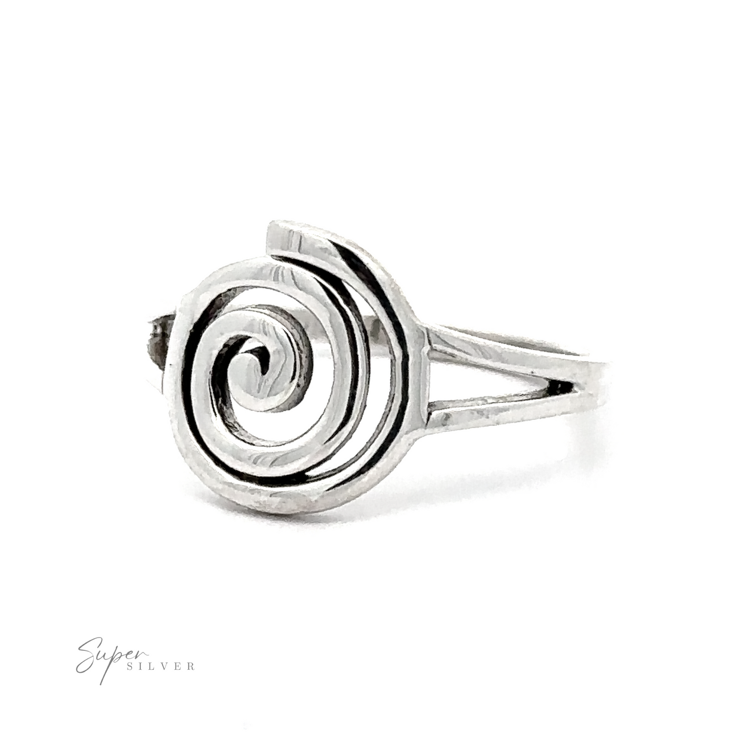 A .925 Sterling Silver Spiral Ring with Split Shank Band.