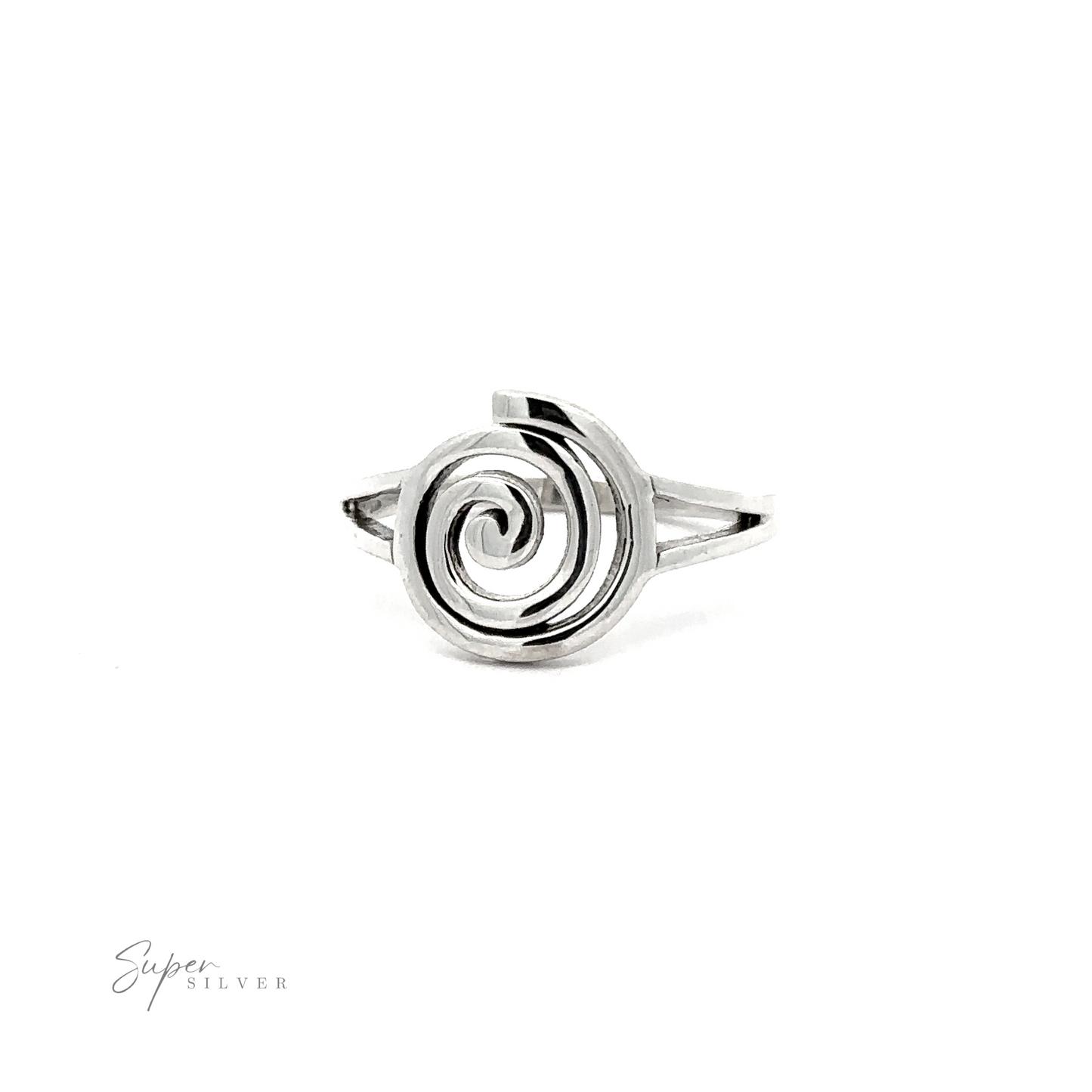 A .925 Sterling Silver Spiral Ring with Split Shank Band.