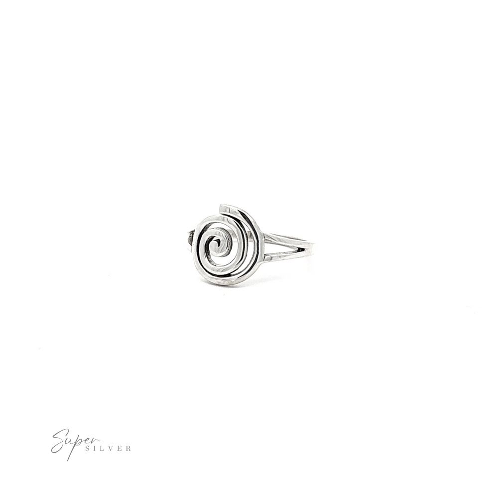 
                  
                    A Spiral Ring with Split Shank Band .925 Sterling Silver swirl ring with a spiral design.
                  
                