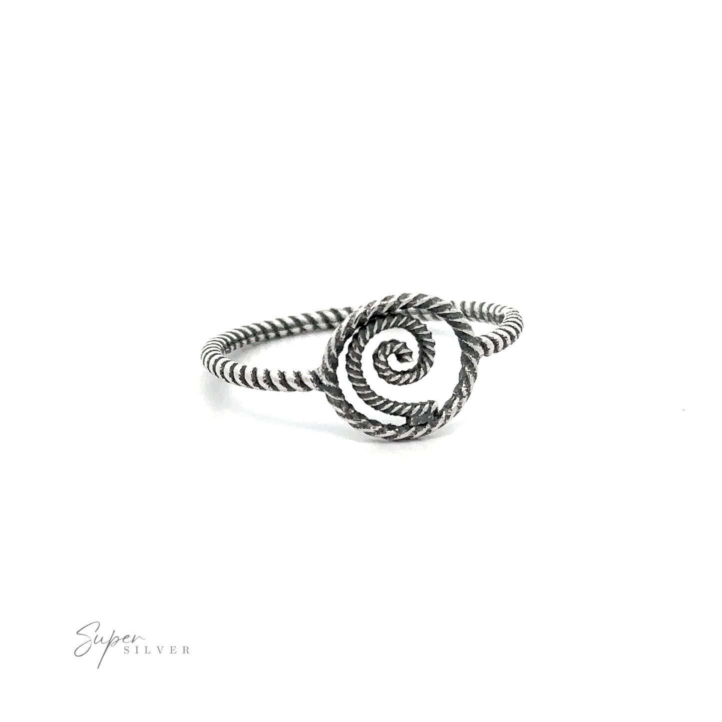 
                  
                    A sterling silver Spiral Ring With Rope Band.
                  
                