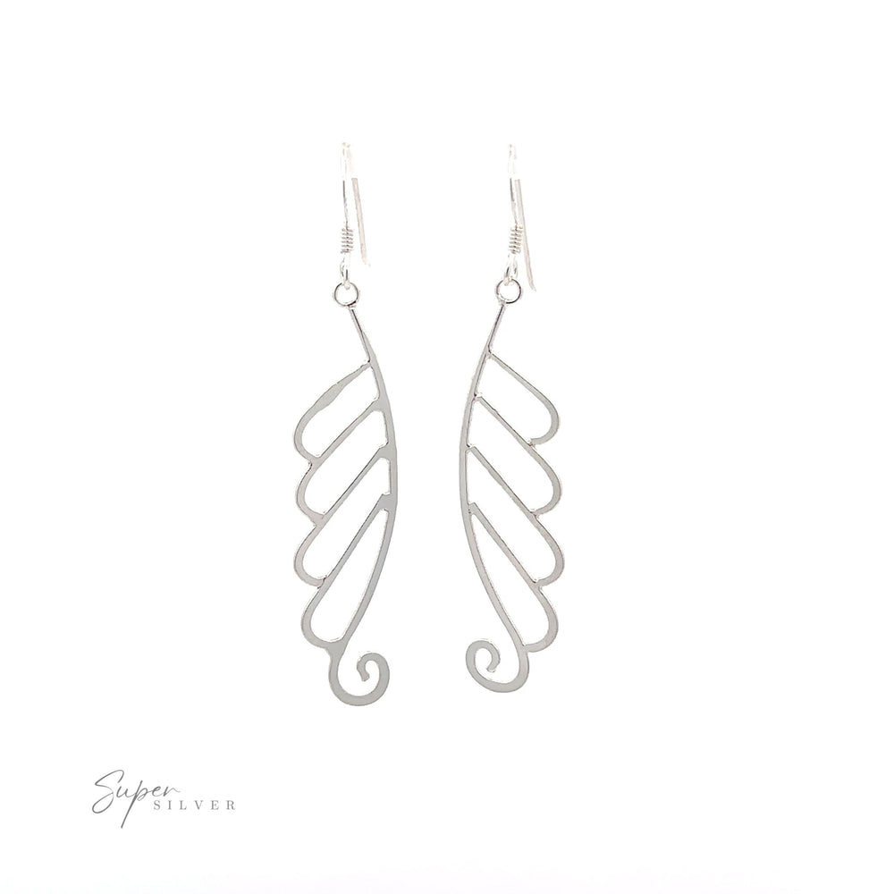 
                  
                    A pair of Delicate Wing Inspired Earrings on a white background.
                  
                
