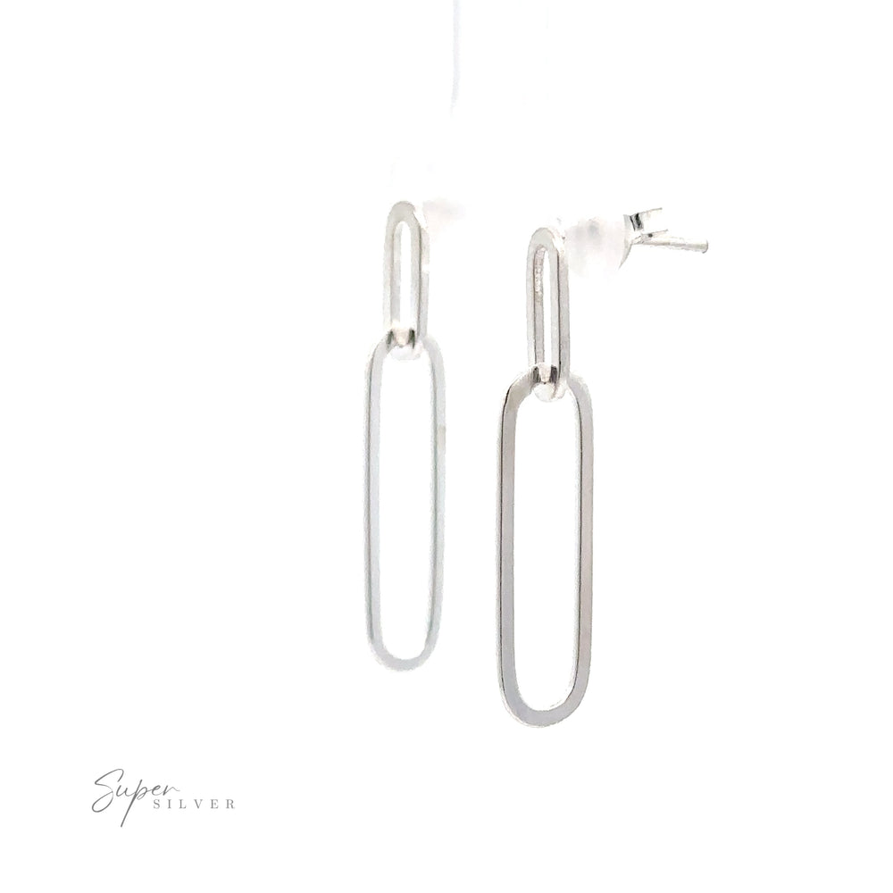 A pair of modern Chain Link Post Earrings on a white background.