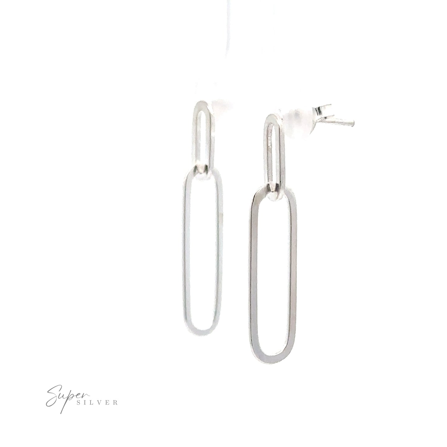 A pair of modern Chain Link Post Earrings on a white background.