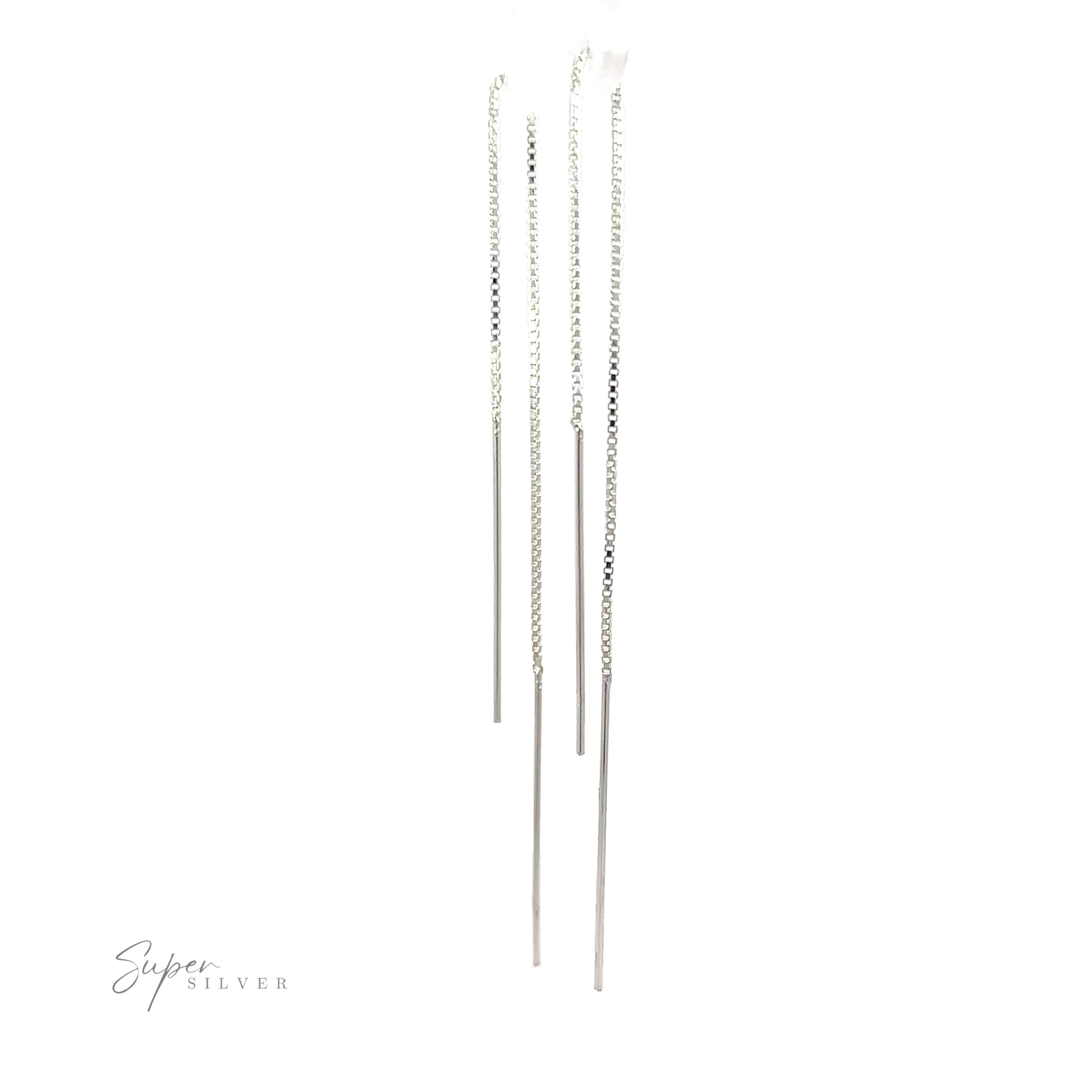 Three Simple Silver Wire Threader earrings on a white background.