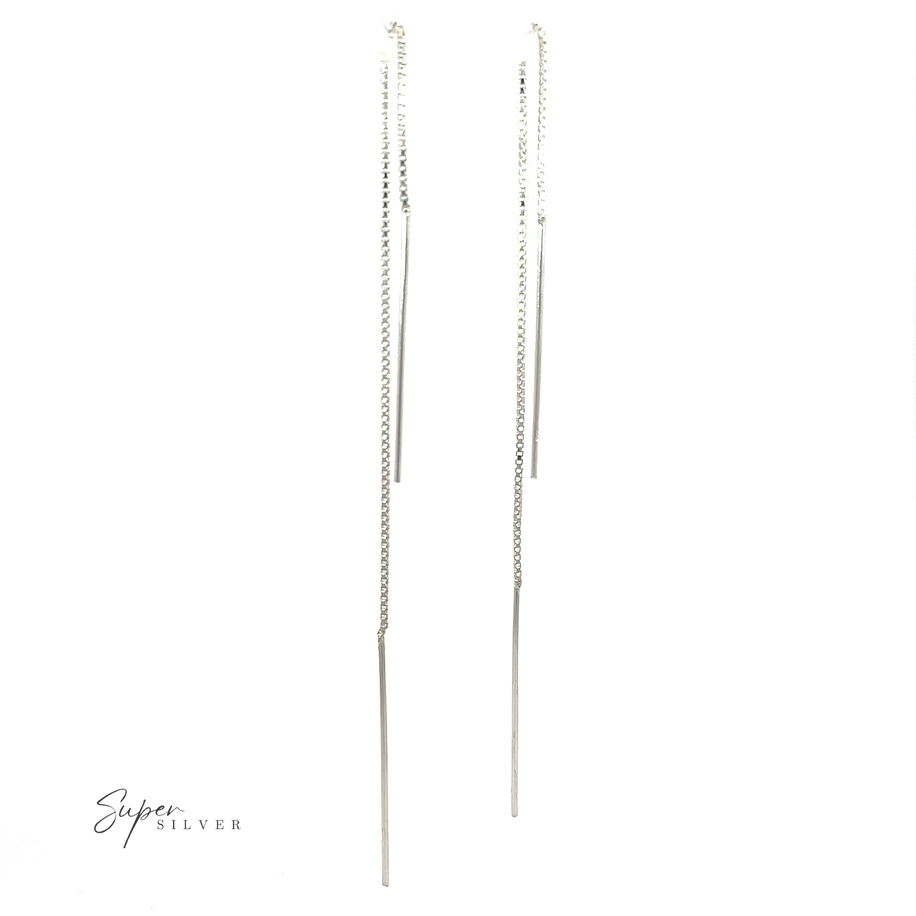 Simple and elegant Simple Silver Wire Threader with a long chain for a minimalist look.