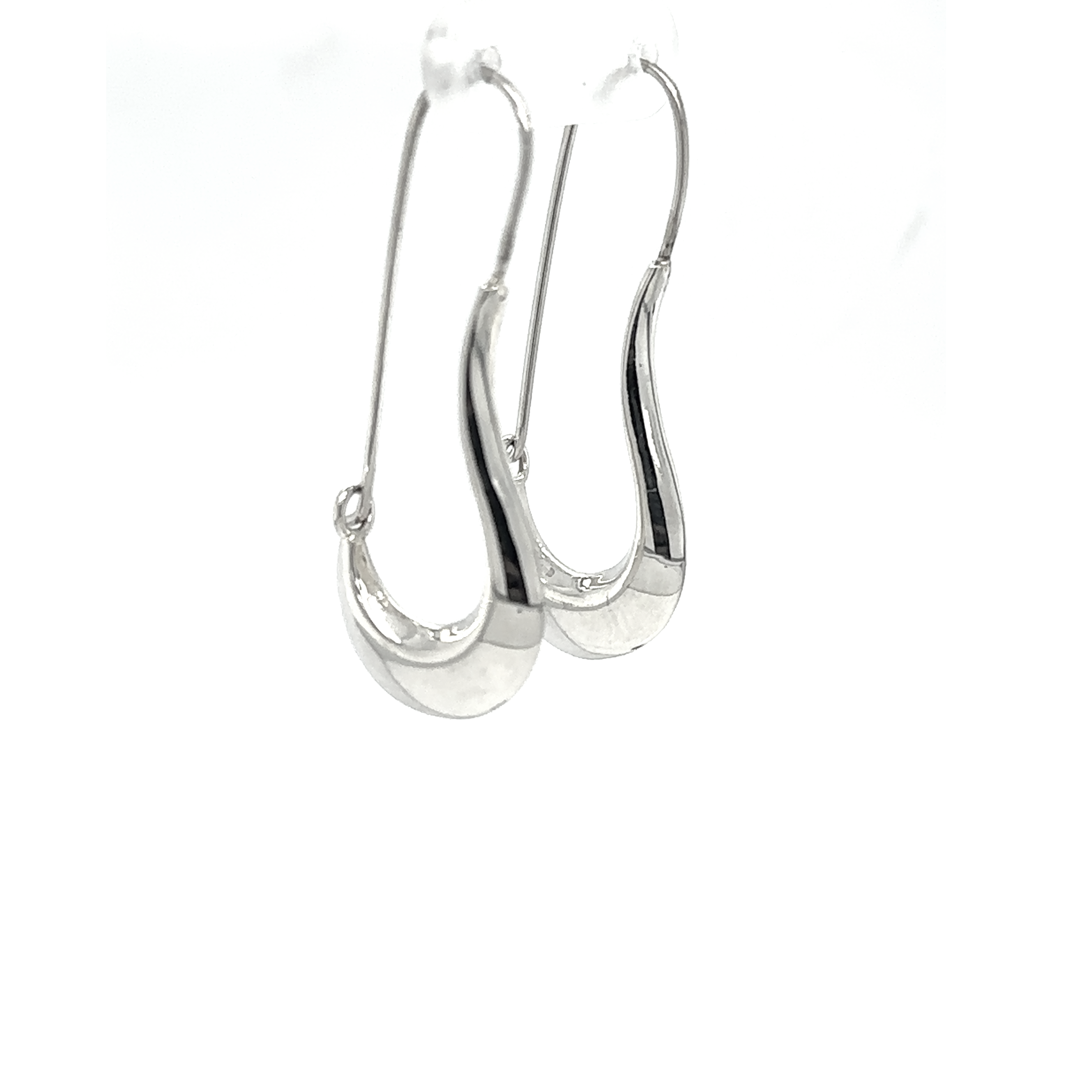 A pair of Curved Hoop Earrings (.925 Silver) on a white background.