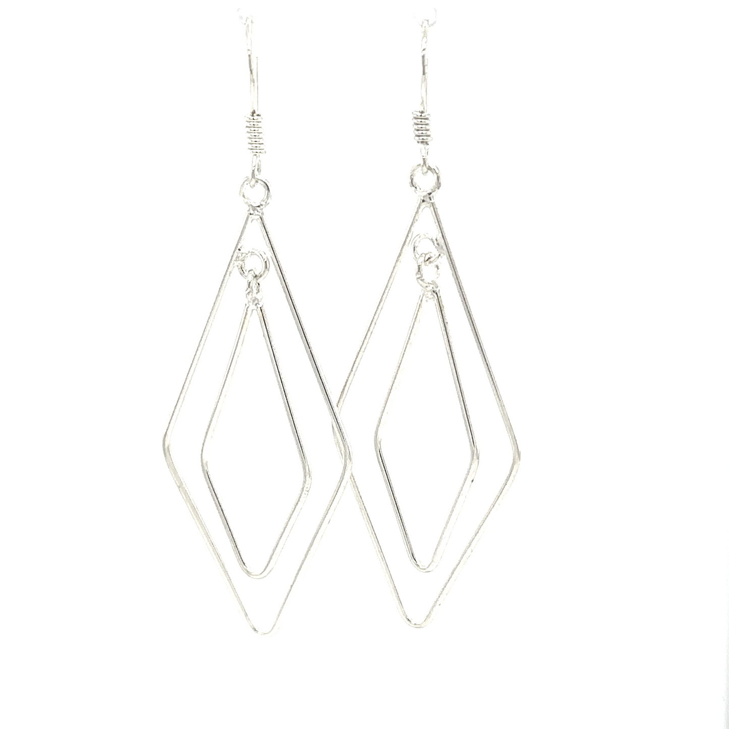 Diamond Shaped Earrings Super Silver