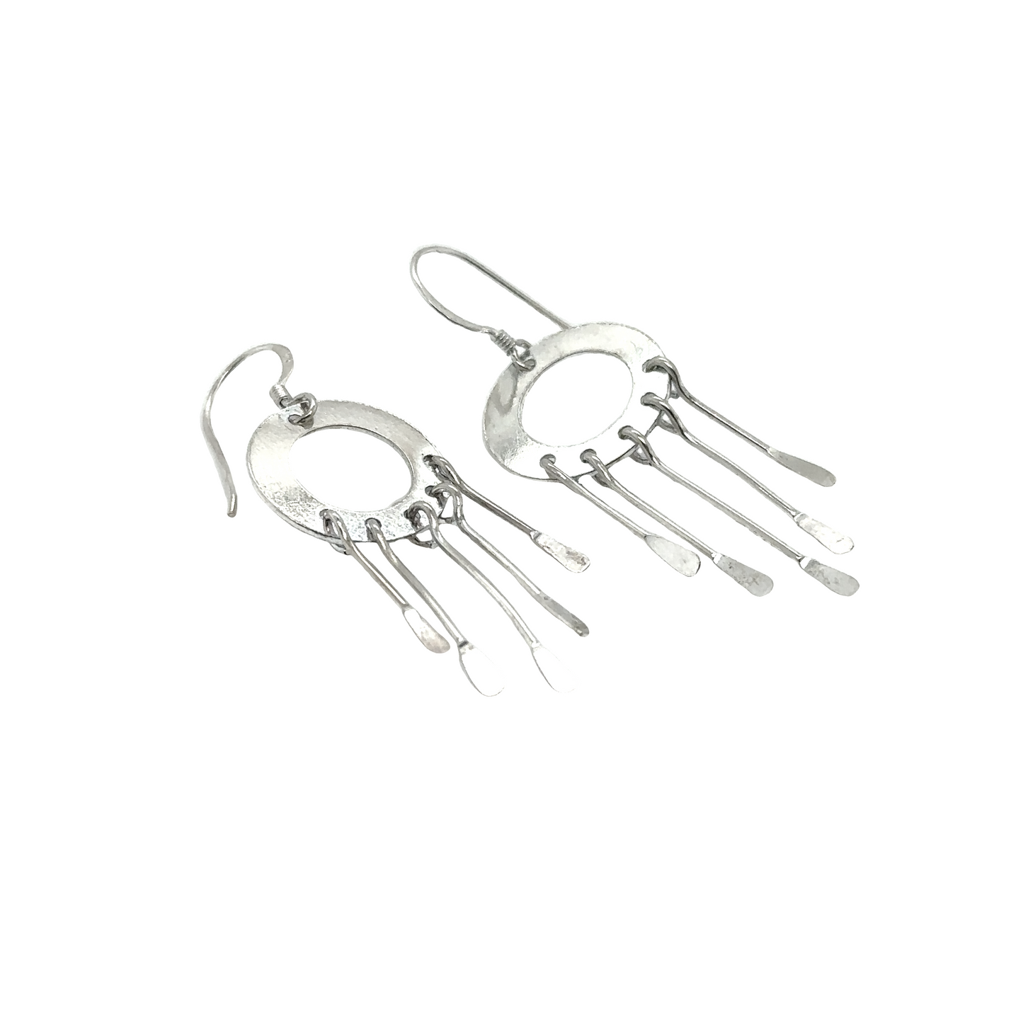 
                  
                    Super Silver's Circle Tassel Earrings are lightweight silver dangling earrings perfect for everyday wear, set against a pristine white background.
                  
                