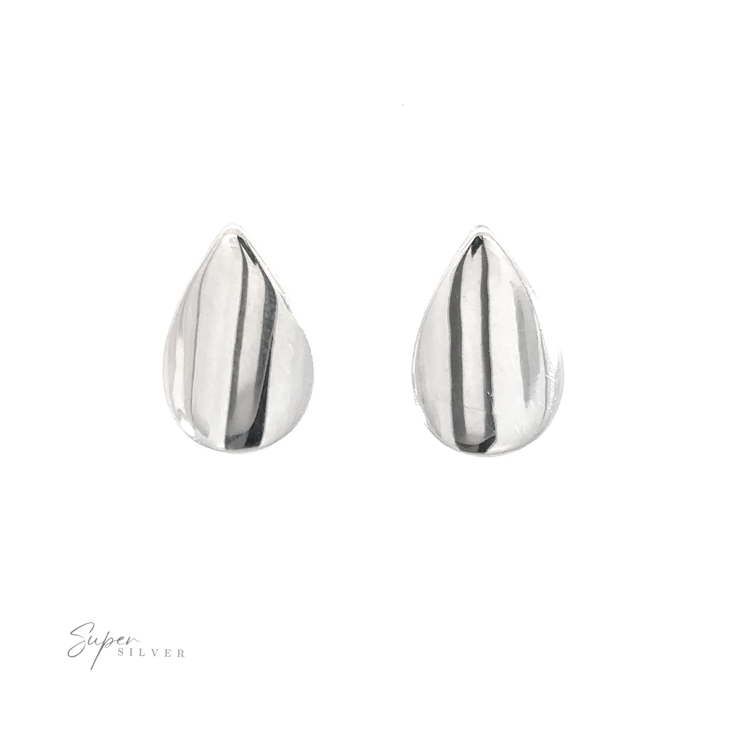 Sophisticated Modern Teardrop Studs on white background.