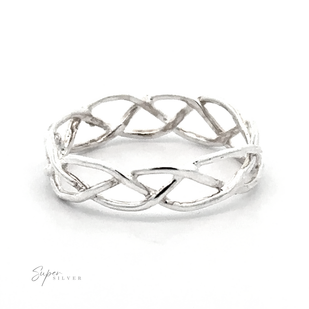 A .925 sterling silver Freestyle Band with Open Pattern.