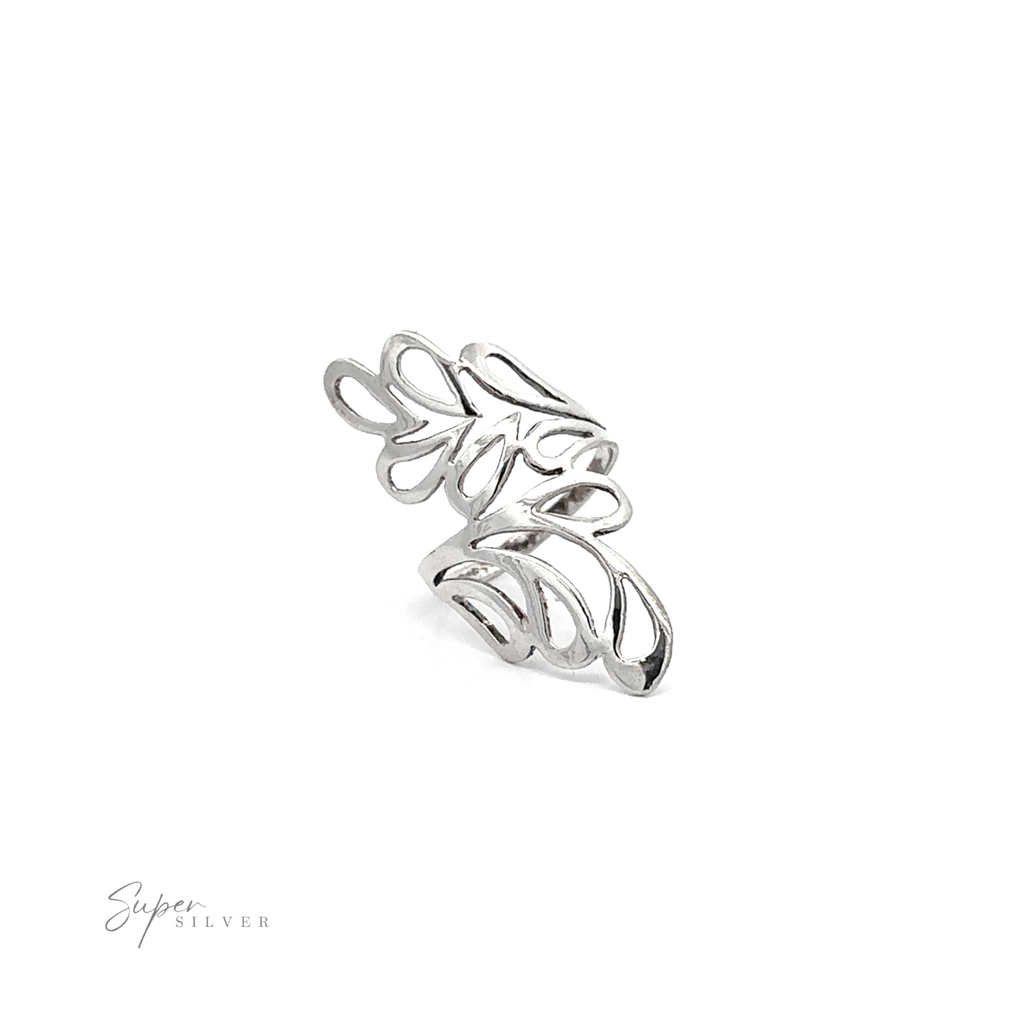 
                  
                    A Long Wrap Around Freestyle Ring featuring a leaf design.
                  
                