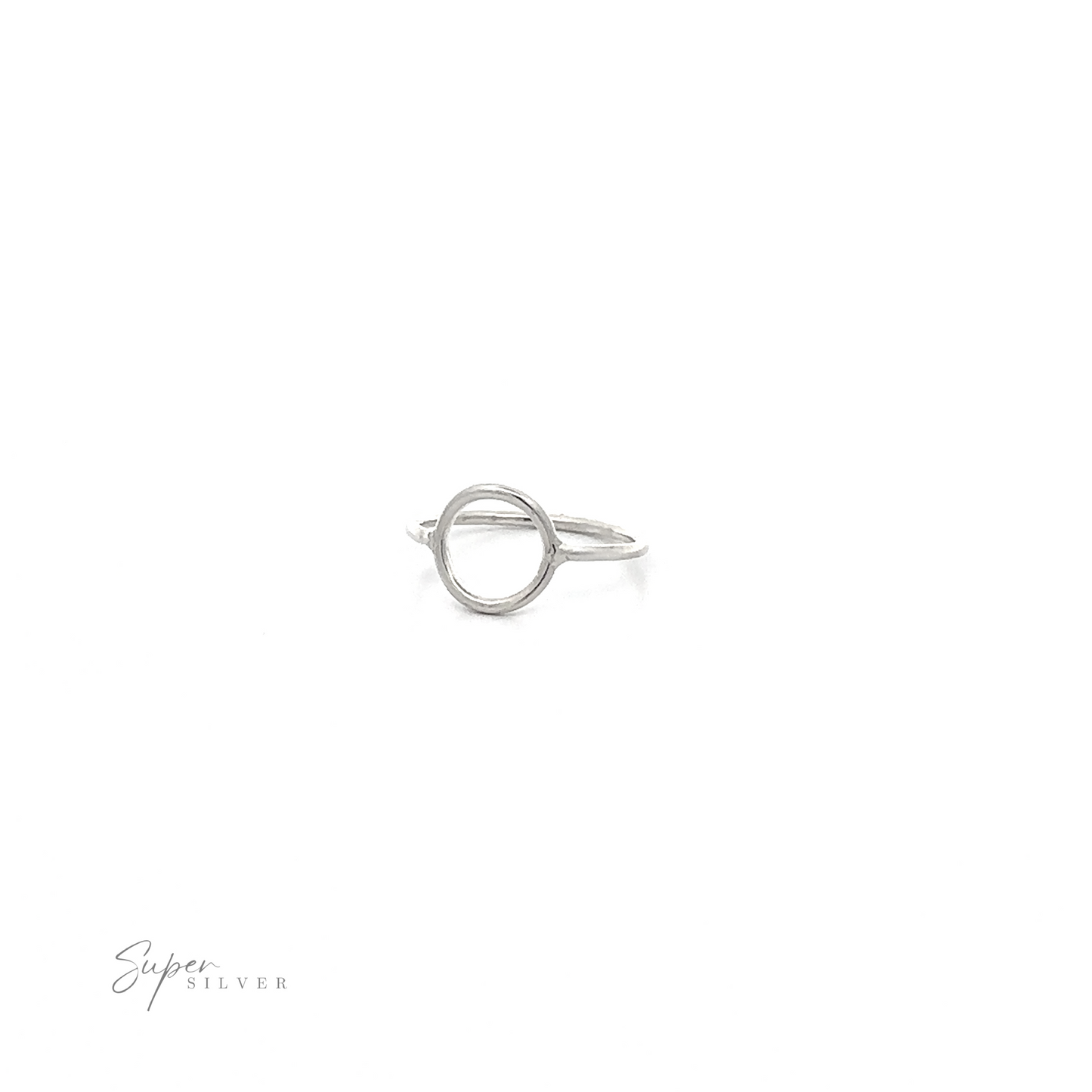 
                  
                    A Plain Silver Ring With A Circle Design on a white background.
                  
                