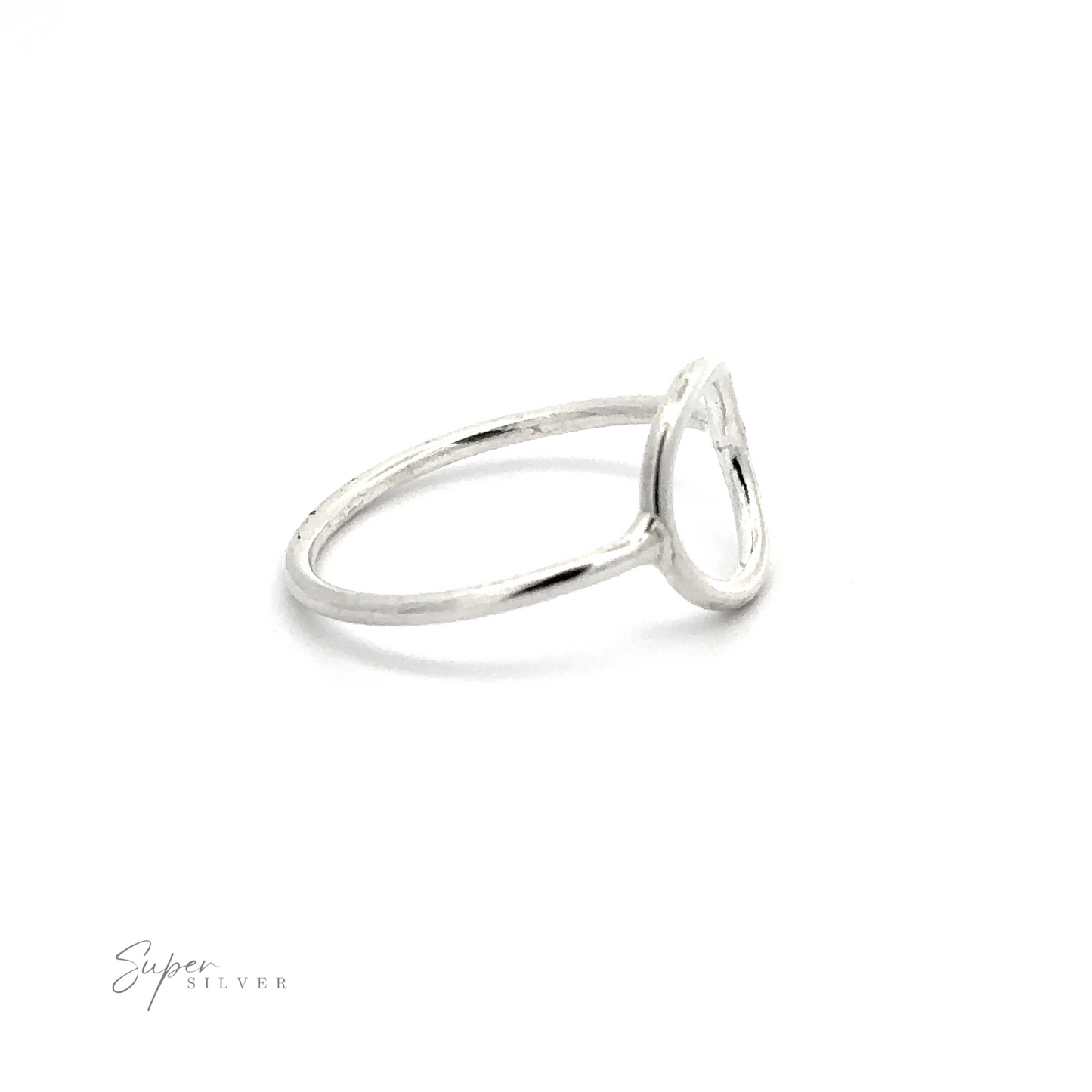 
                  
                    A plain silver ring with a circle design.
                  
                