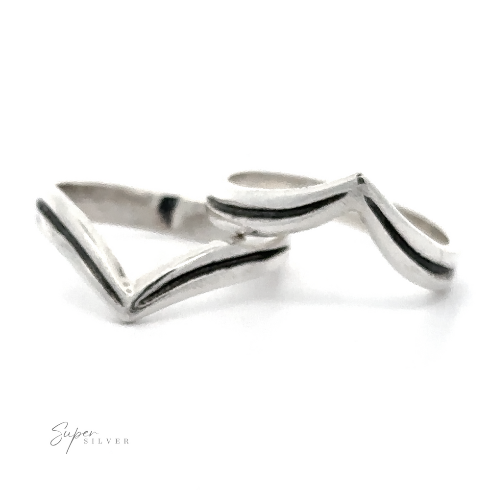 Two oxidized sterling silver Simple Chevron Rings.