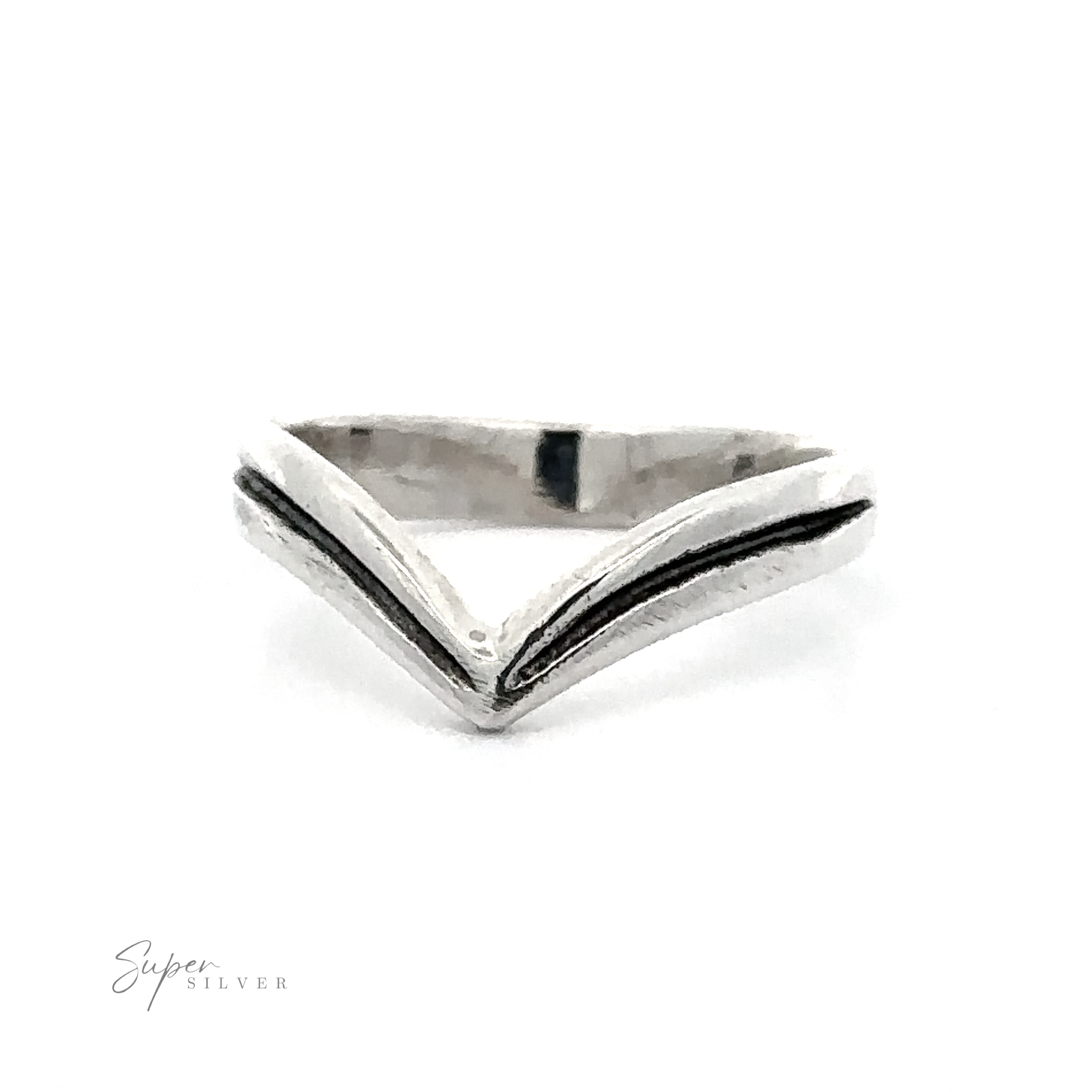 A Simple Chevron Ring with a chevron band pattern.