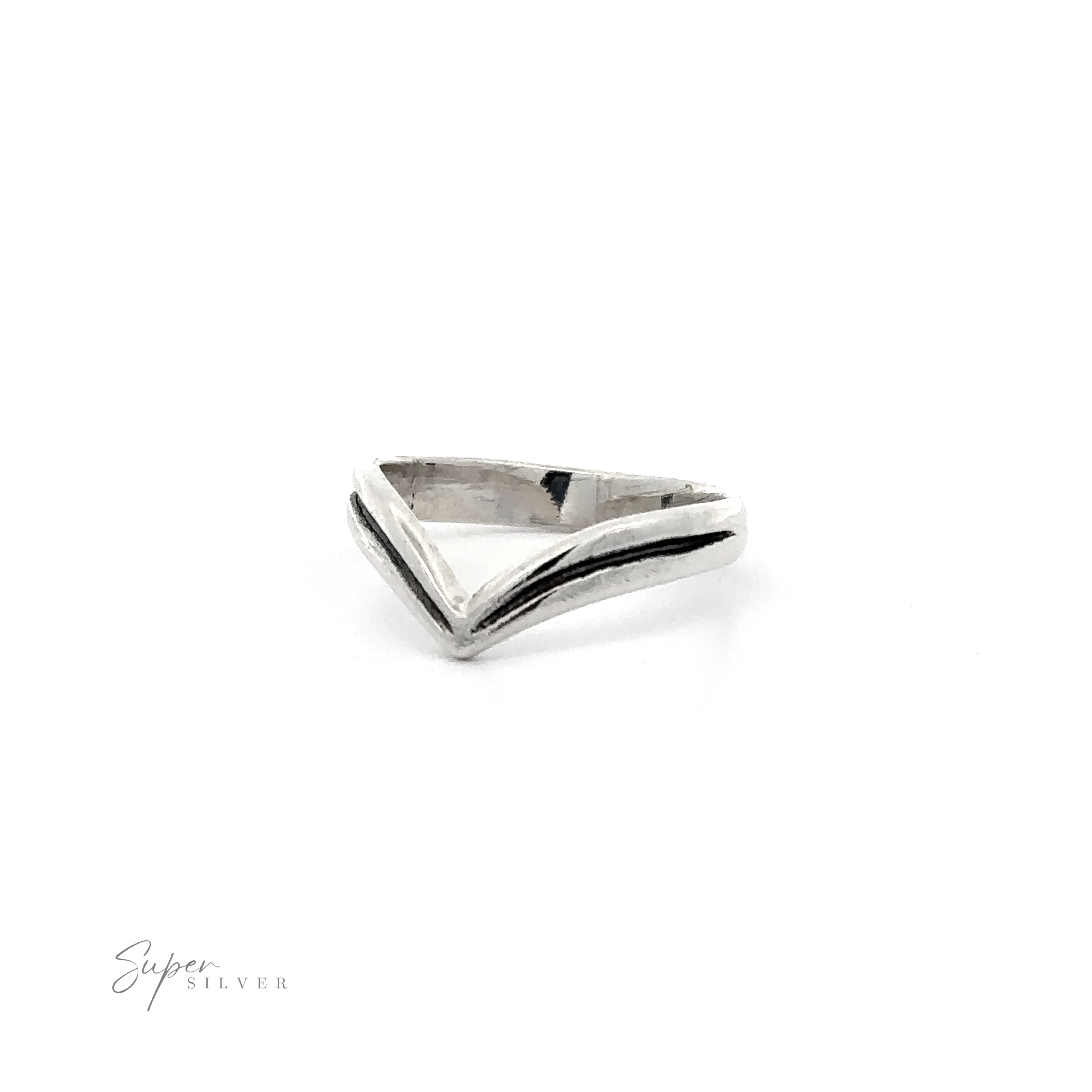 A simple Simple Chevron Ring with black and white stripes on a chevron band.