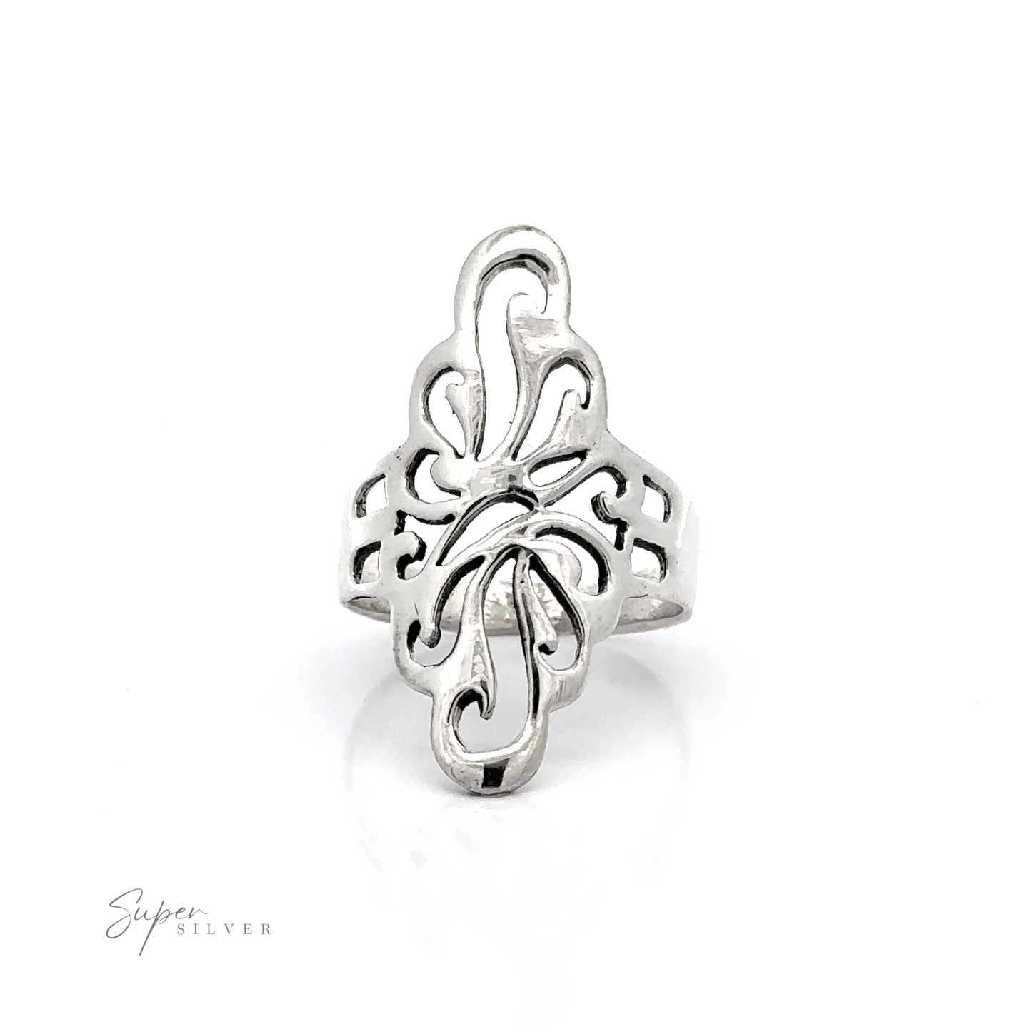 
                  
                    An .925 Sterling Silver Southwest Inspired Freeform ring with an intricate southwest style pattern.
                  
                
