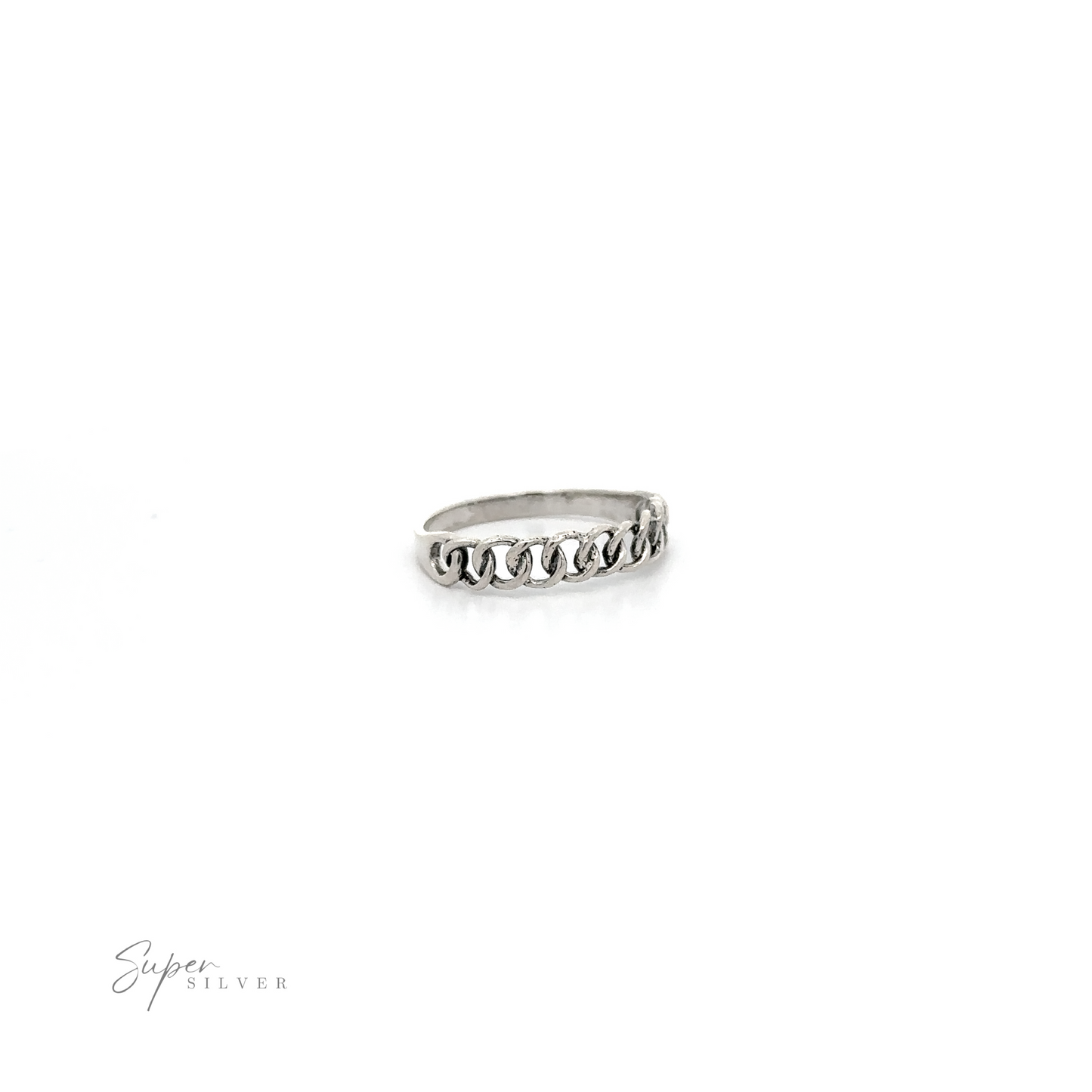 
                  
                    An everyday Chain Link Ring With Plain Band with a diamond in the middle.
                  
                