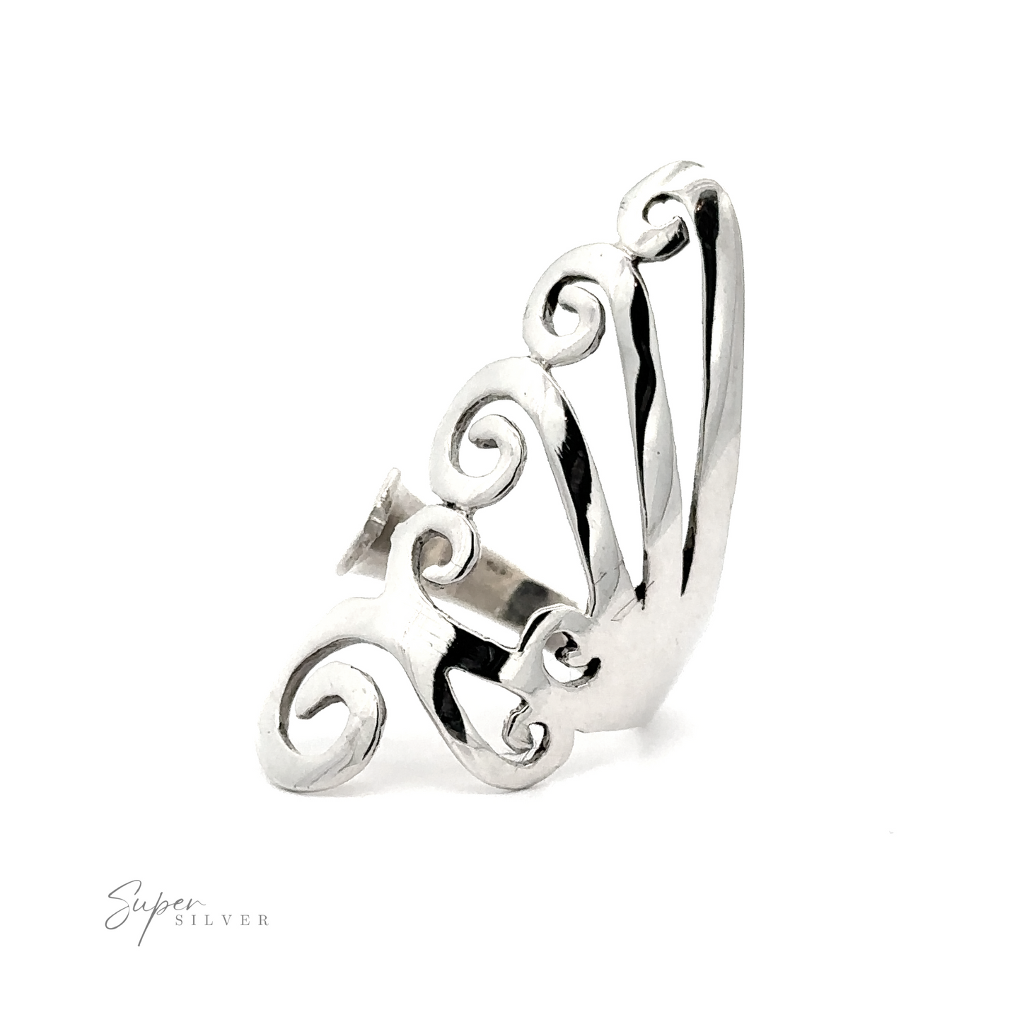 An adjustable Freestyle ring with a swirl design.