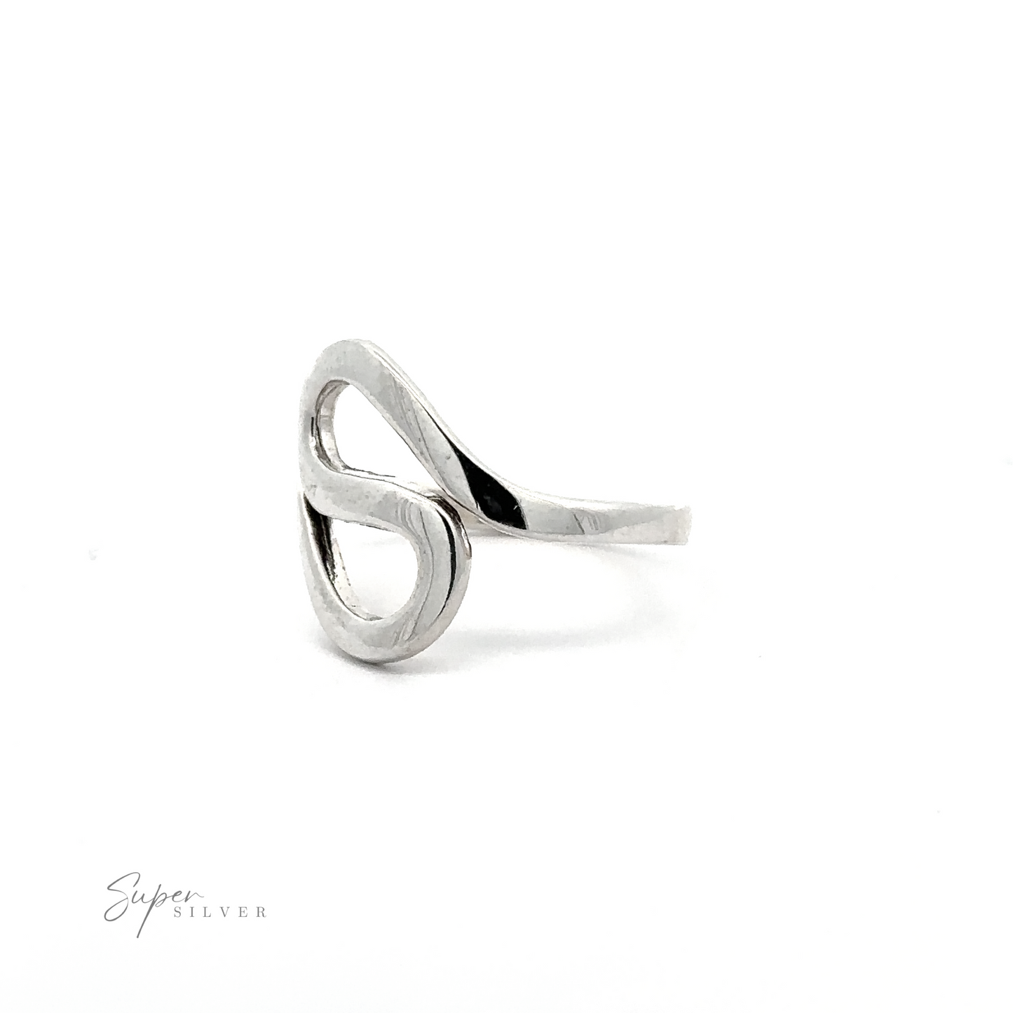 
                  
                    A Sterling Silver Squiggle Ring with a high polish and curved design.
                  
                