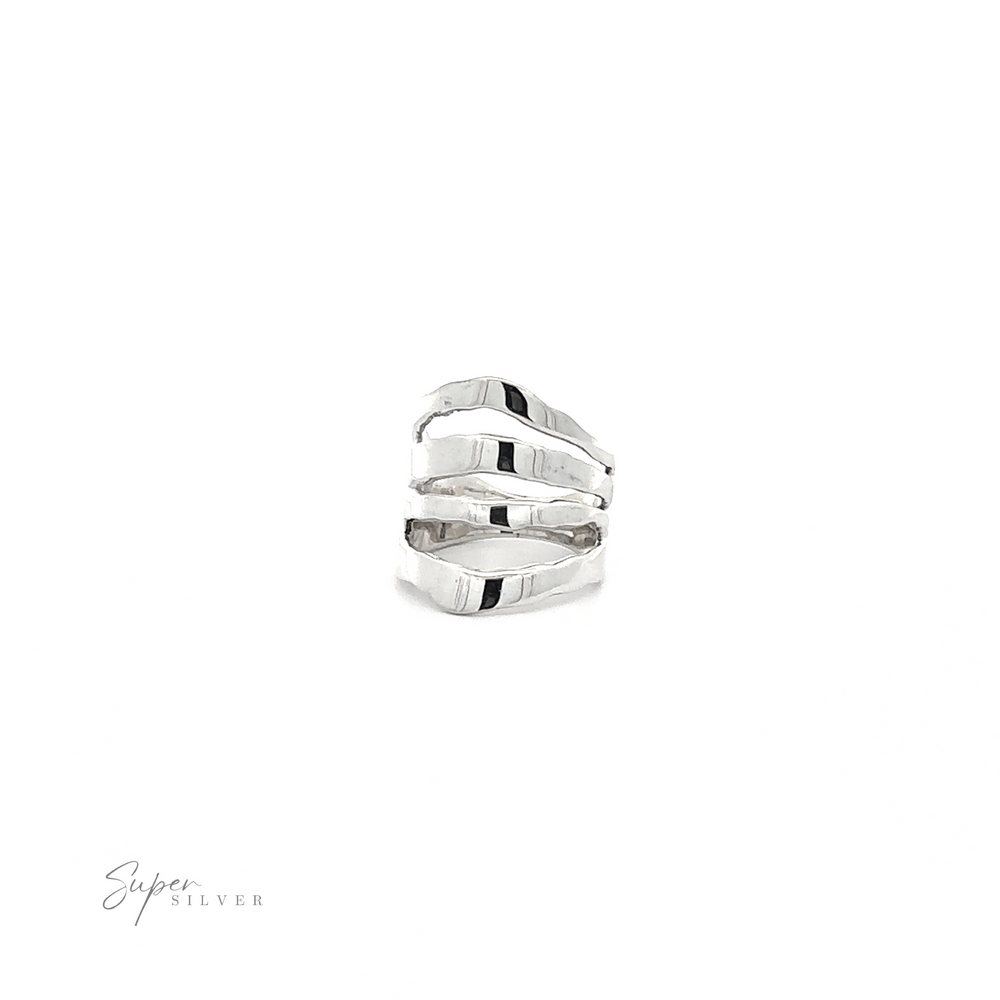 
                  
                    A .925 Sterling Silver Open Shield Band with a curved design, featuring a wide tapered band sculpted to comfortably fit the finger.
                  
                