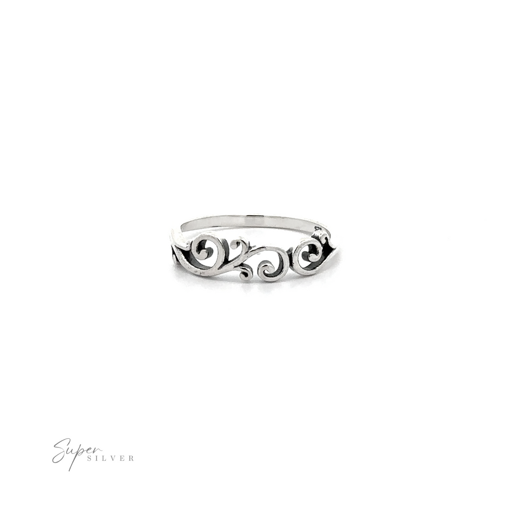 A 925 sterling silver Swirly Ring with a swirl design.