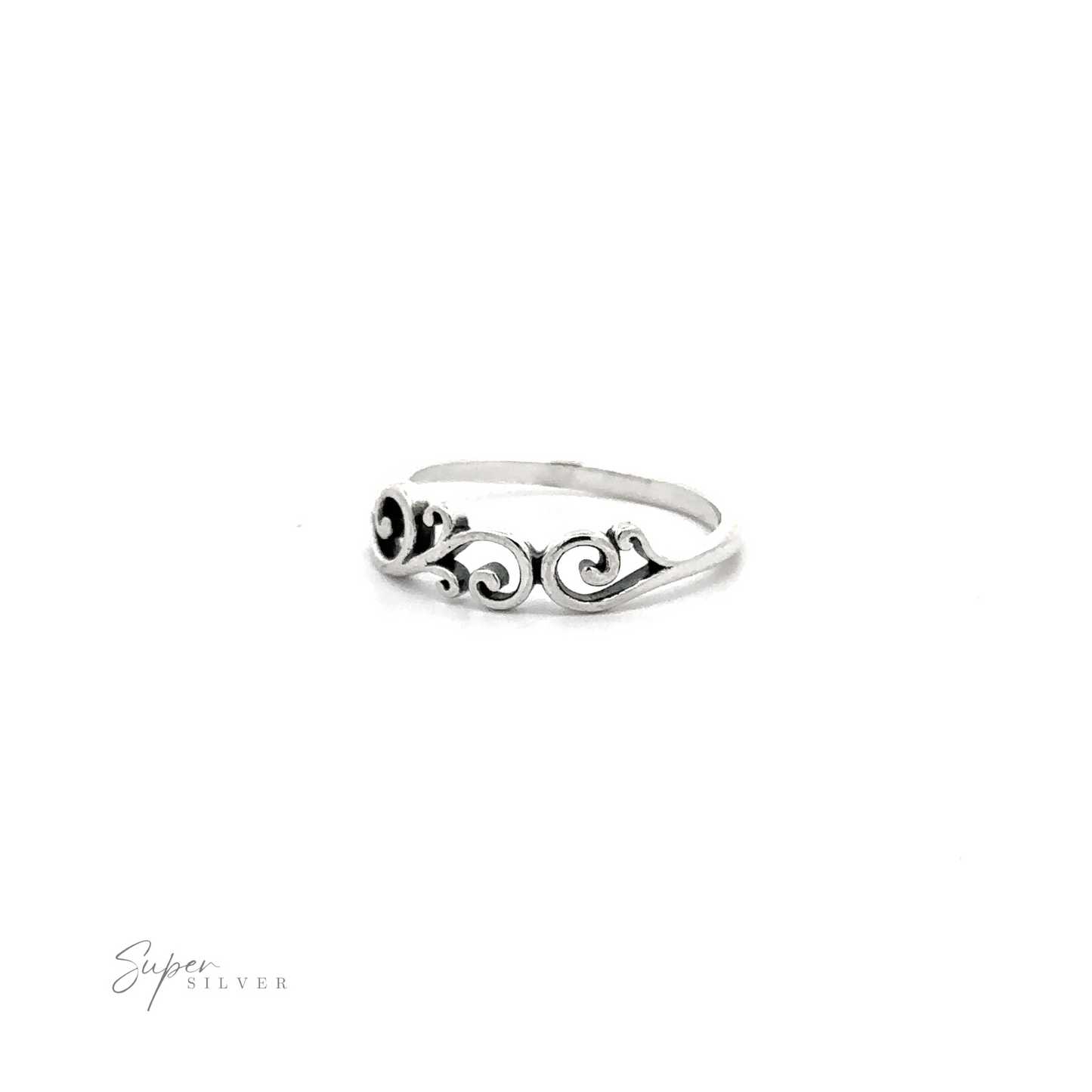 
                  
                    A 925 sterling silver Swirly Ring with a swirly design, featuring a high polish finish.
                  
                
