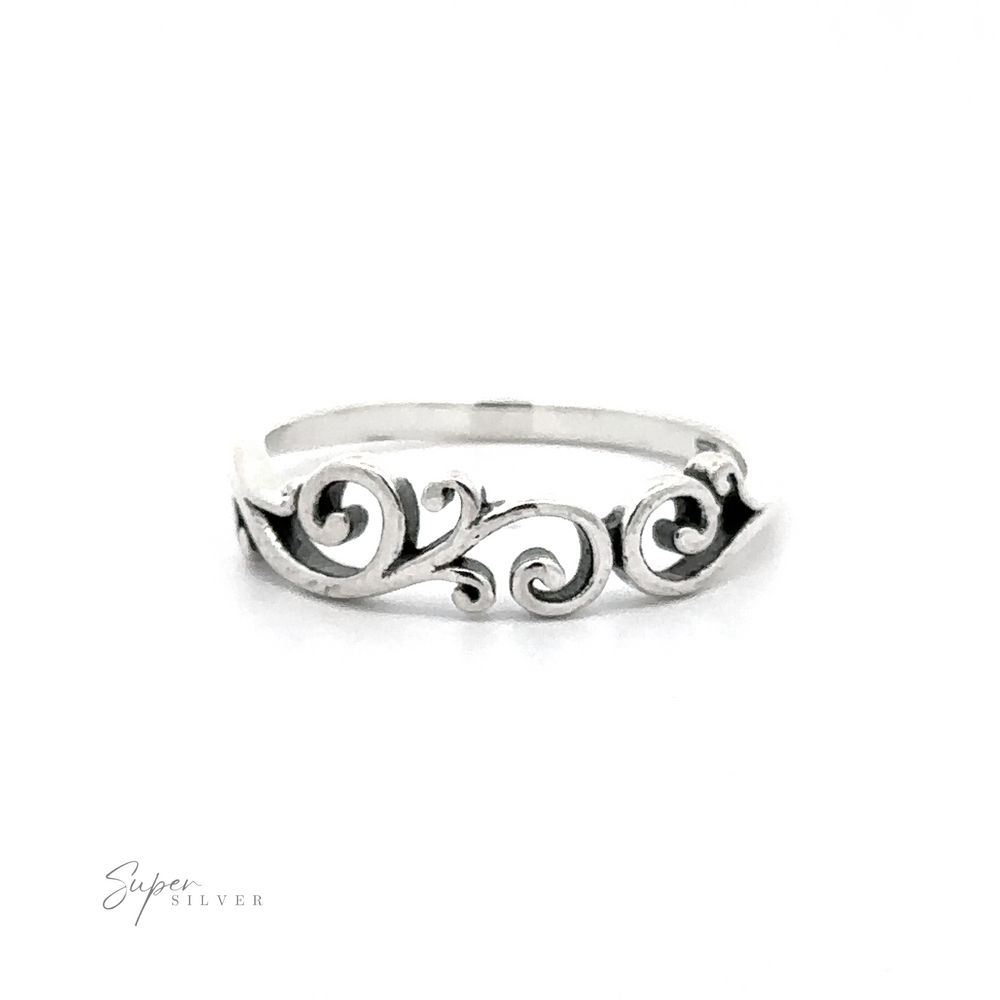 A stunning 925 sterling silver Swirly Ring with a captivating swirl design.