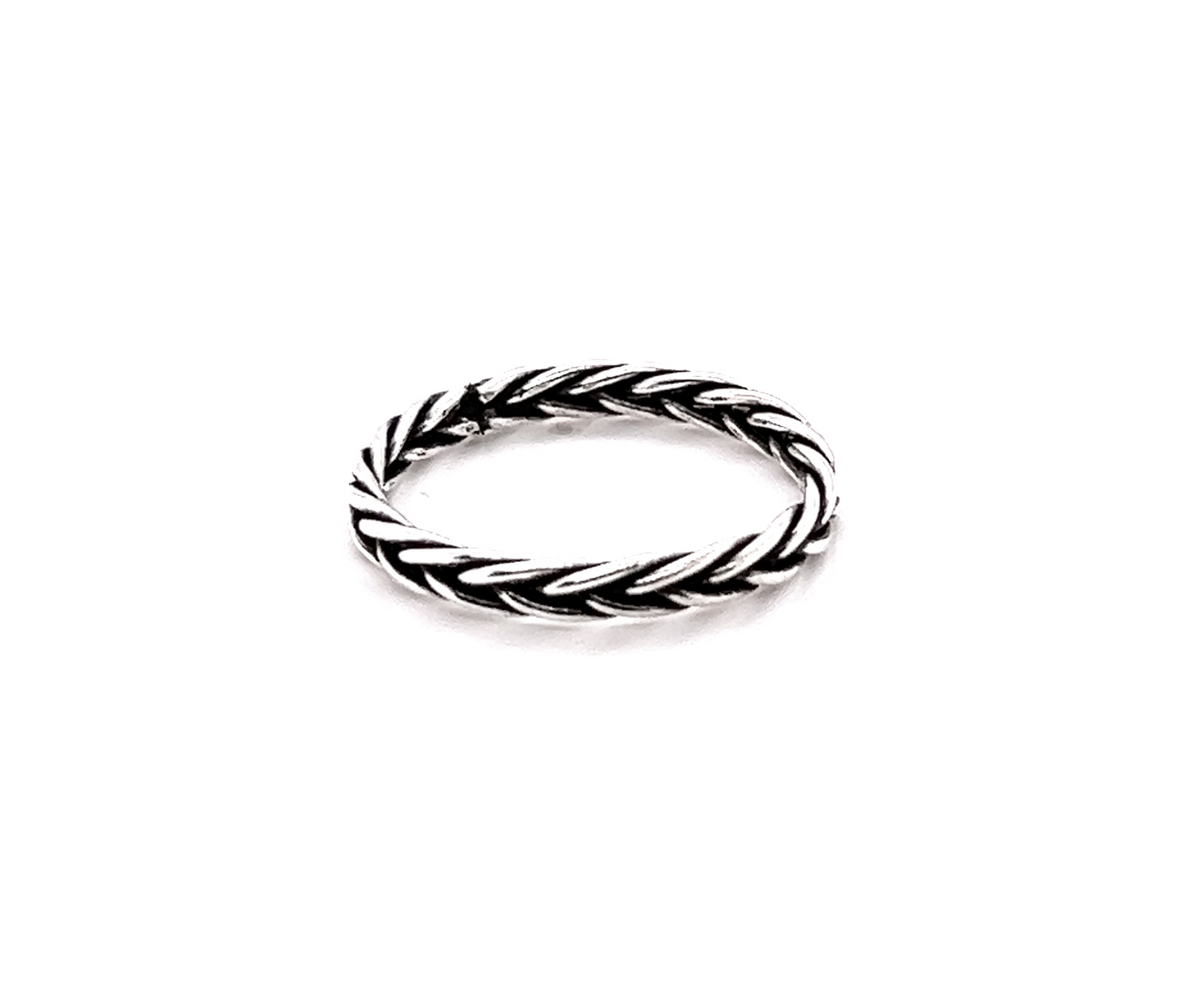 
                  
                    A minimalist Double Braided Band Ring on a white background with a bohemian vibe.
                  
                