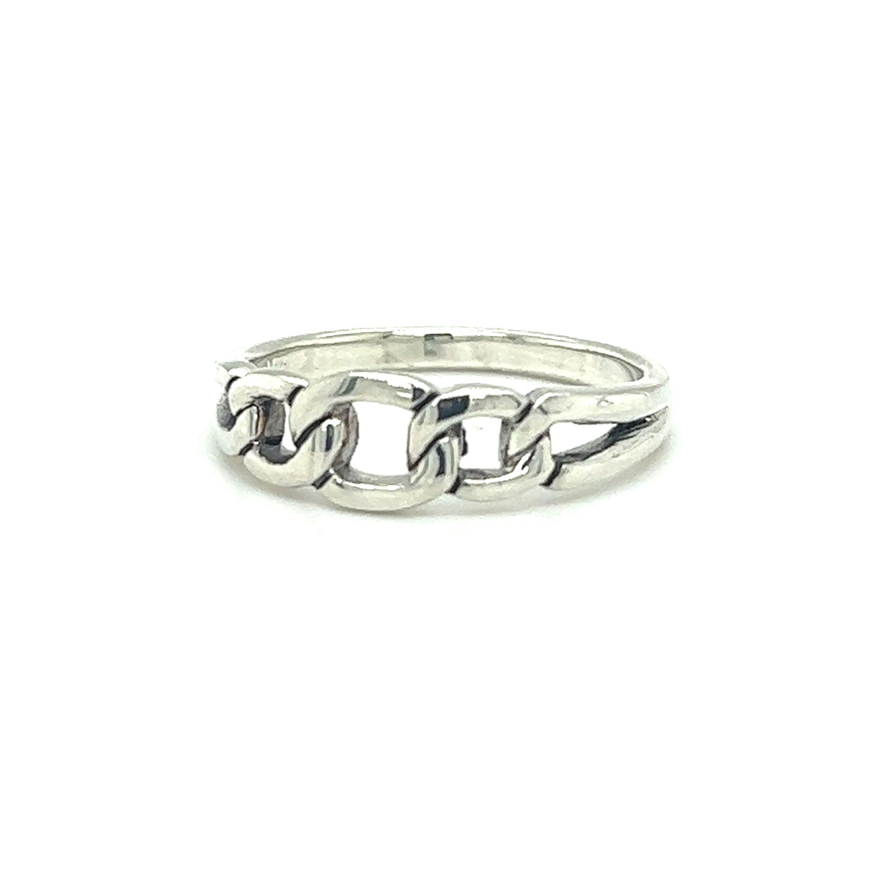 A Triple Chain Link Ring from Super Silver, with a symbolic meaning, representing interconnectedness, featuring a delicate silver chain link.