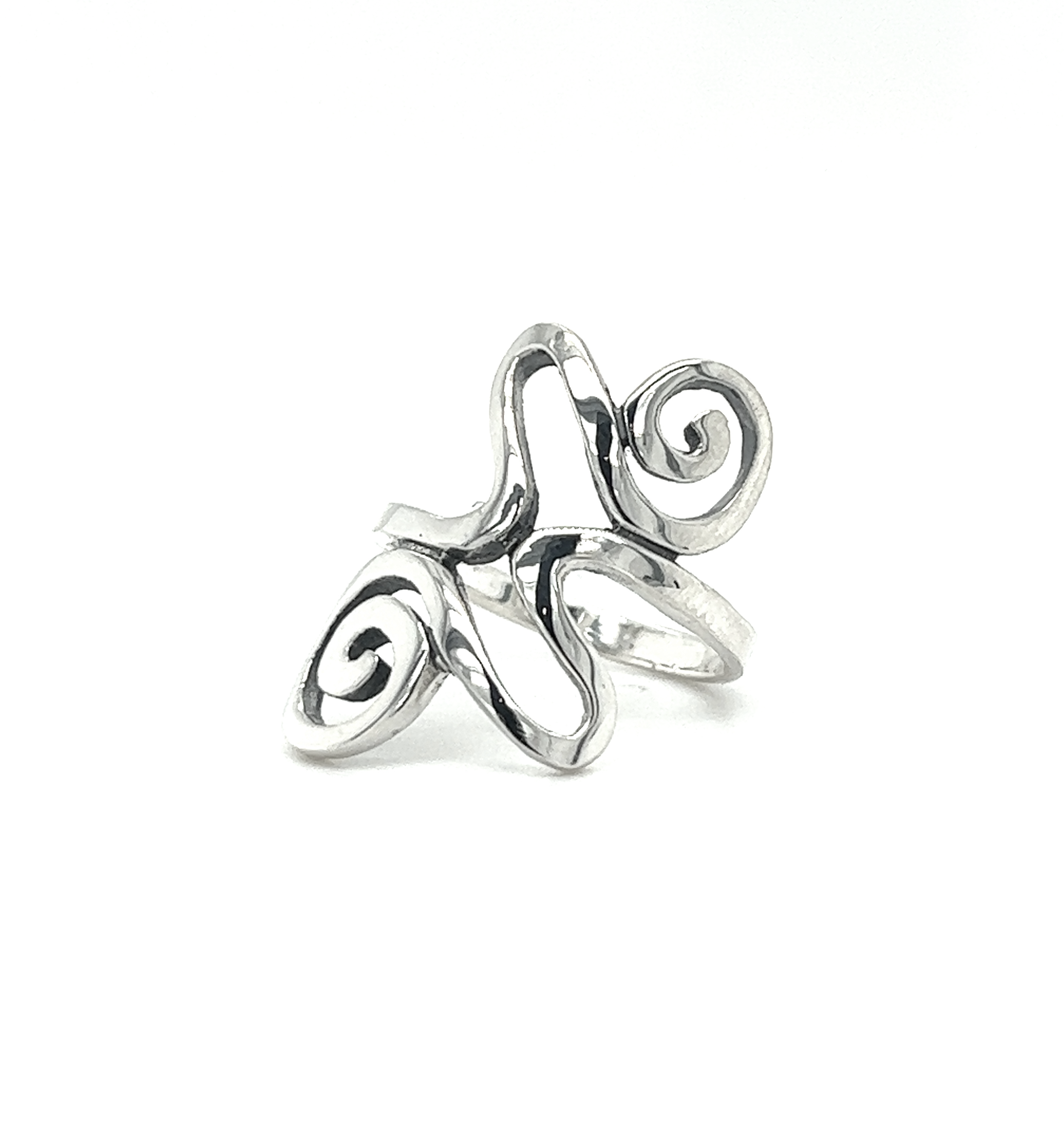 A Funky Spiral Freeform Ring, perfect for showcasing your individuality and bohemian spirit.