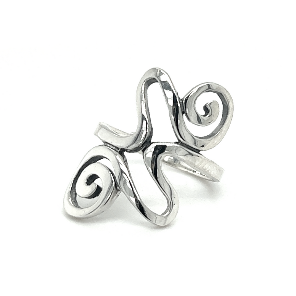 A Funky Spiral Freeform Ring with a funky spiral design, perfect for showcasing your individuality and bohemian spirit.