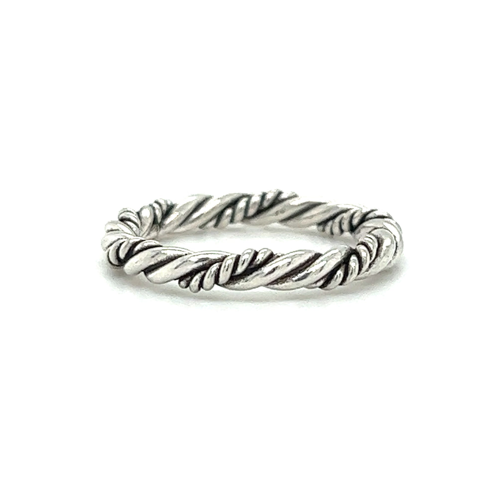 A minimalist style Super Silver silver ring with a Double Strand Twisting Ring design.