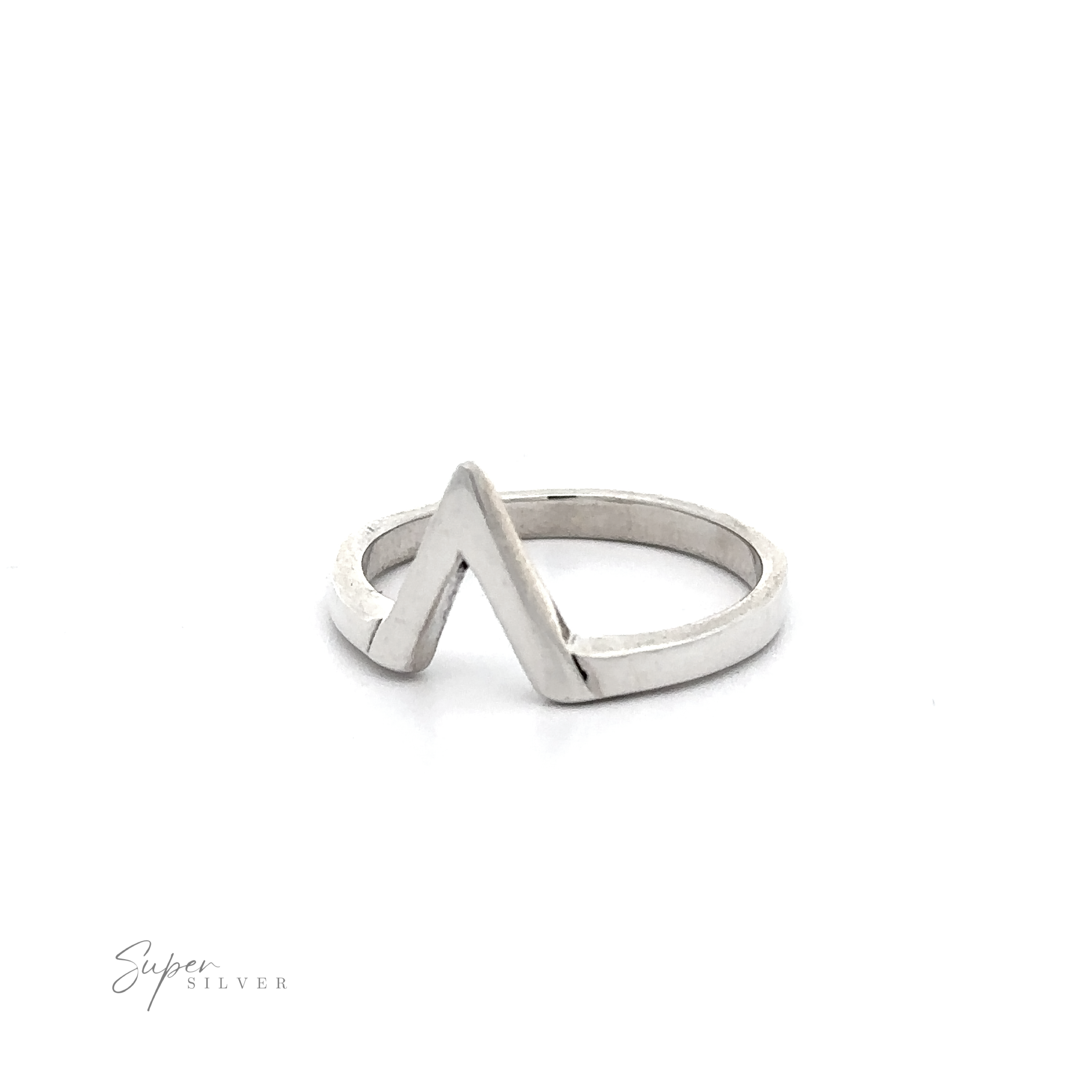 A sterling silver ring with a Simple "V" Shape Ring shape.