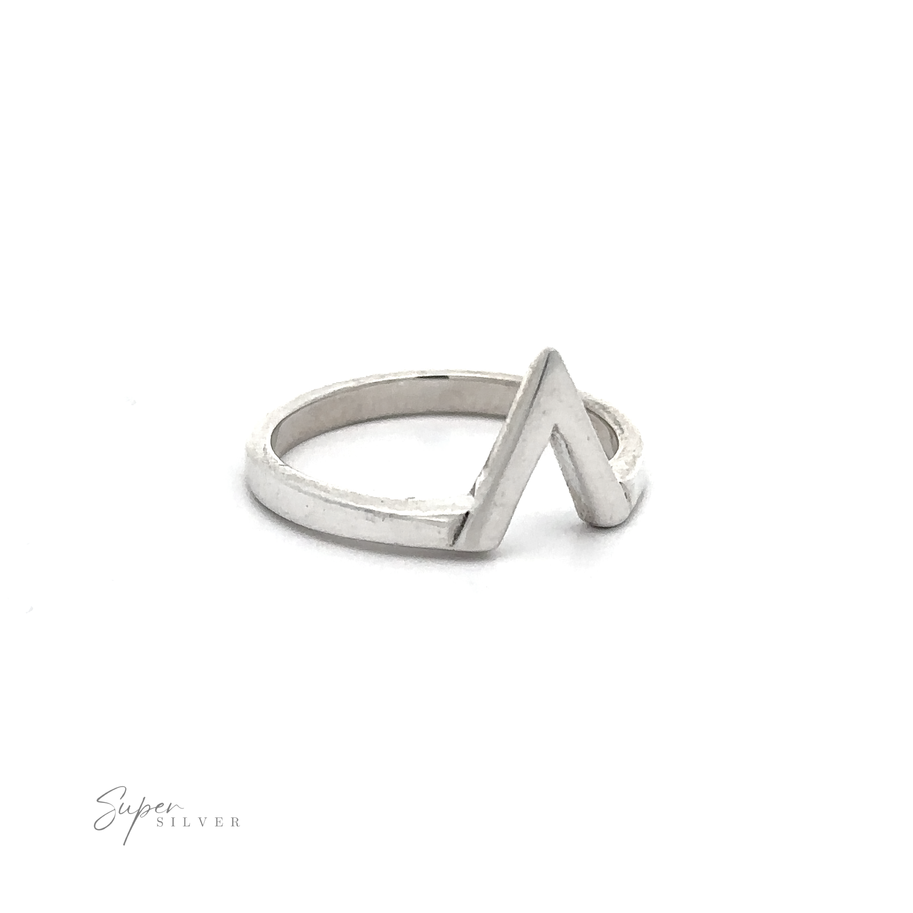 A sterling silver Simple "V" Shape Ring perfect for everyday wear, featuring a small triangle design.