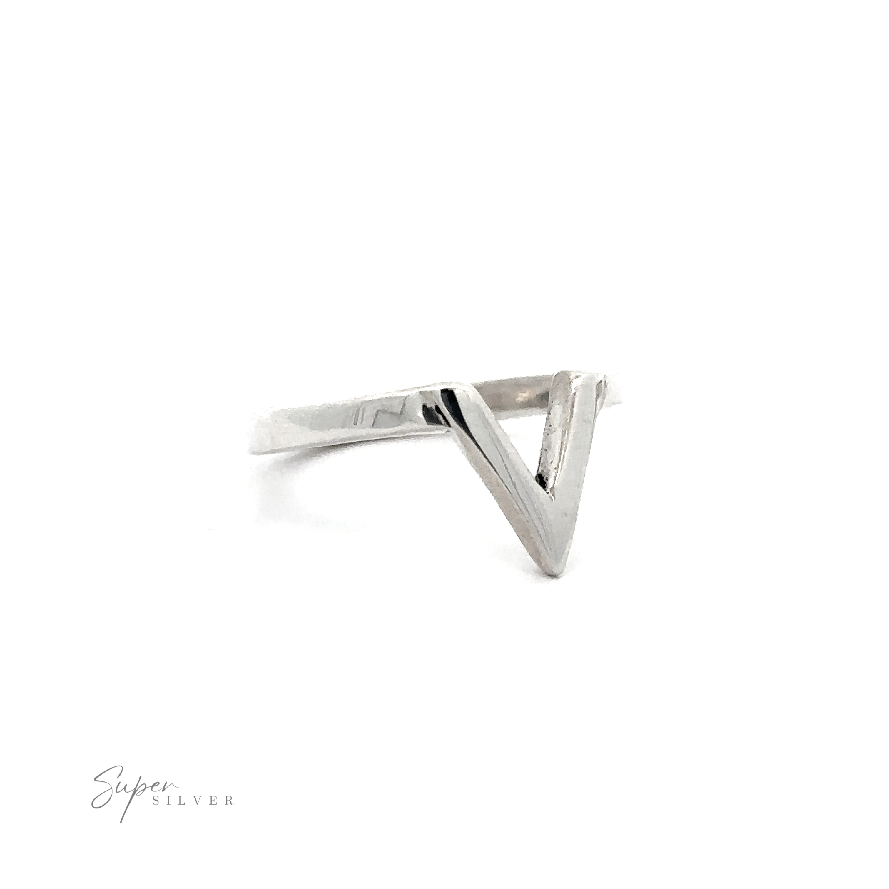 A sterling silver Simple "V" Shape Ring, perfect for everyday wear and featuring a stylish v shaped design.