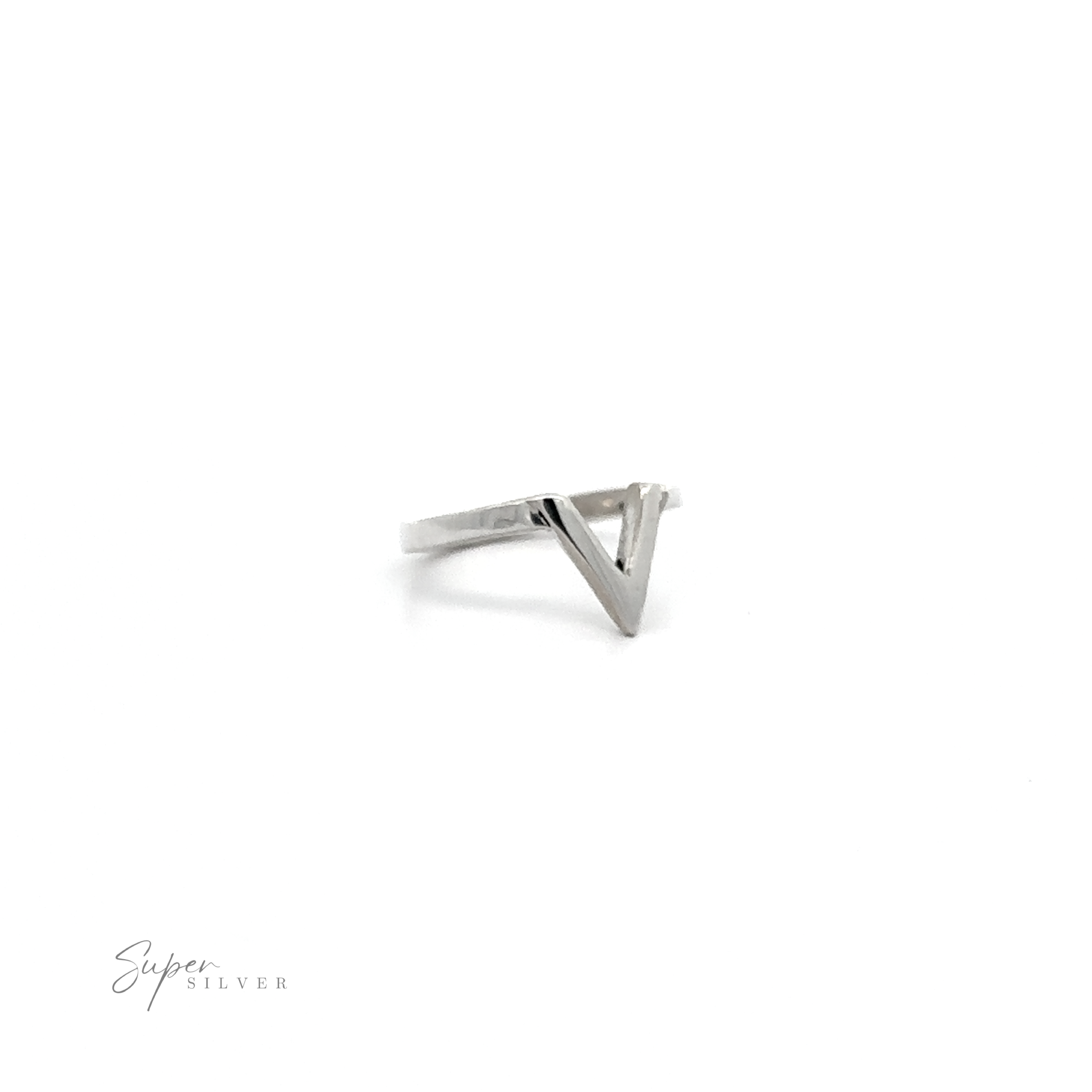 A sterling silver Simple "V" Shape Ring, perfect for everyday wear.