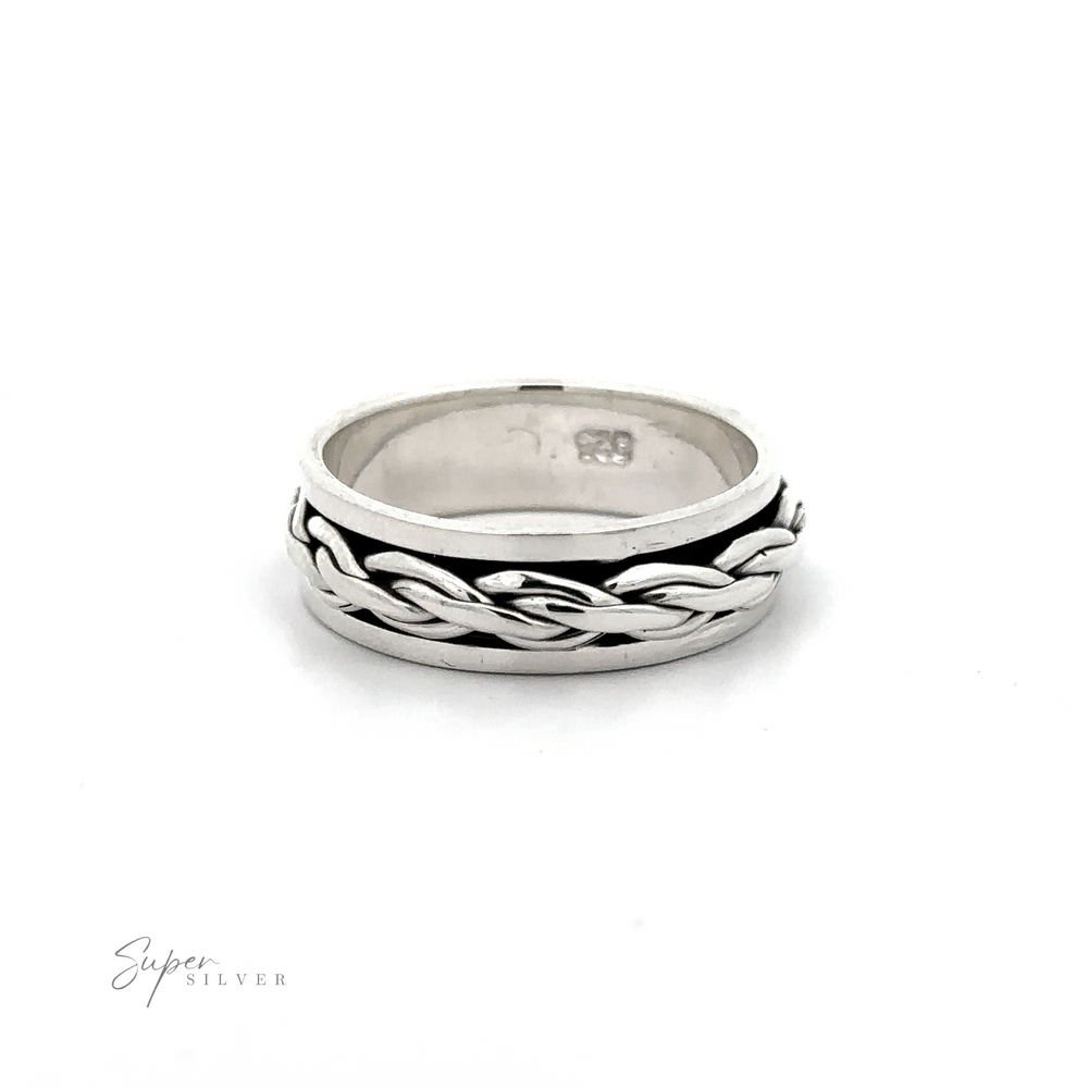A Chain Link Weave Spinner Ring with a double weave design.