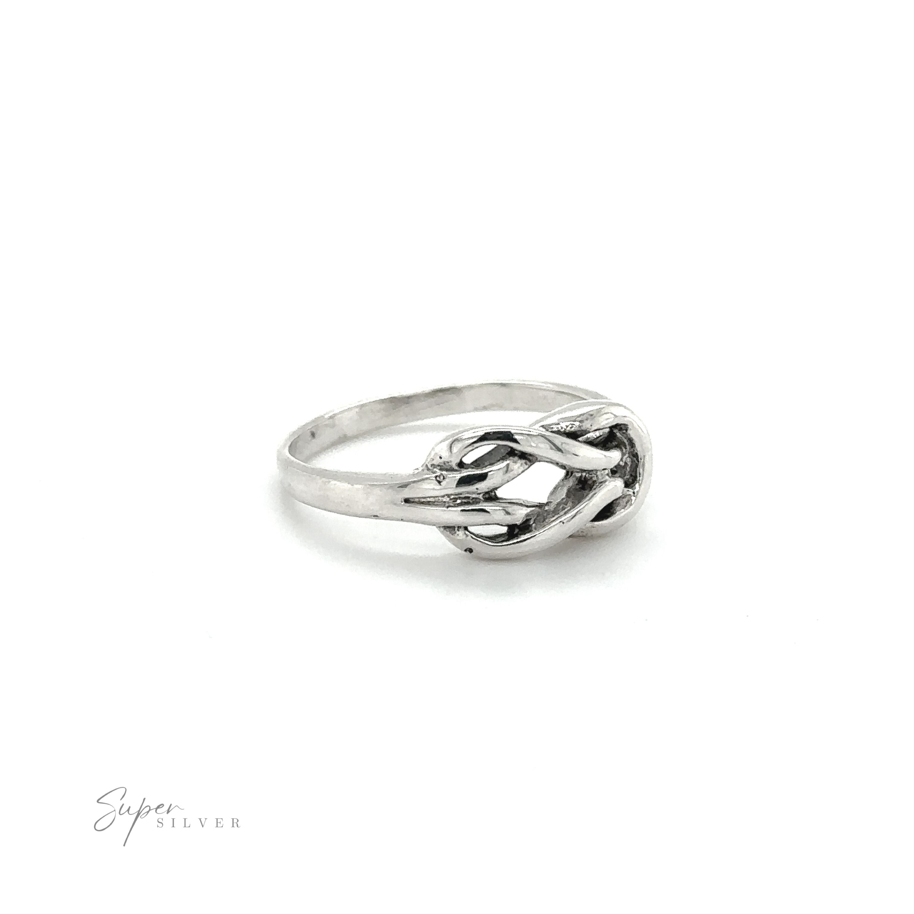 A powerful Solid Knot Ring with a square knot in the middle.