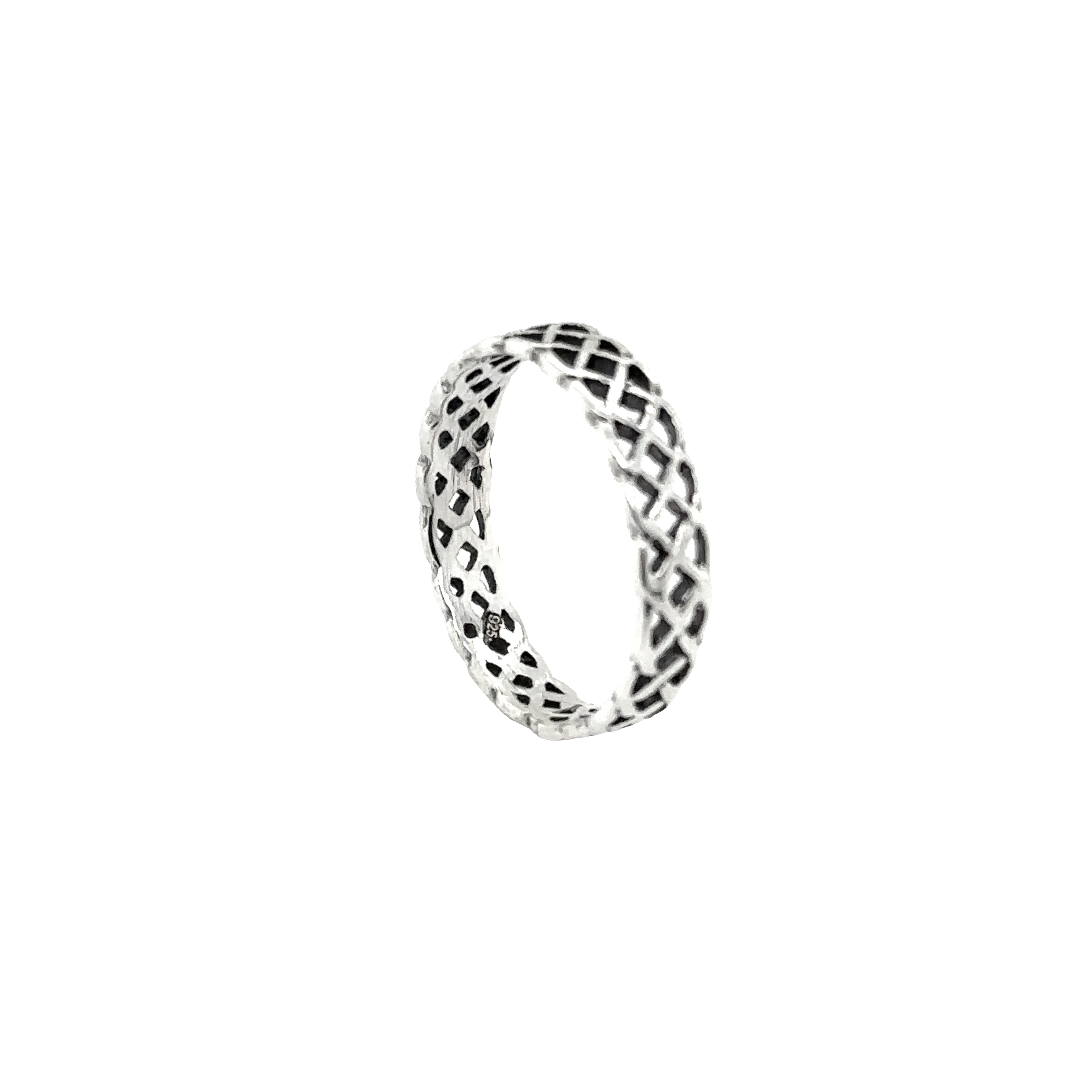 A 4mm Weave Band Ring with an intricate Celtic knot pattern.