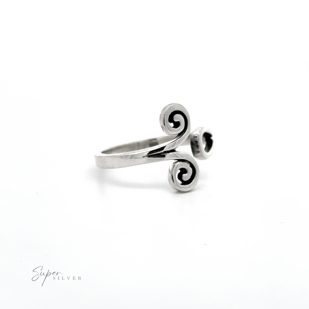 
                  
                    An adjustable silver Adjustable Ring With Spiral Design with a contemporary chic swirl design.
                  
                
