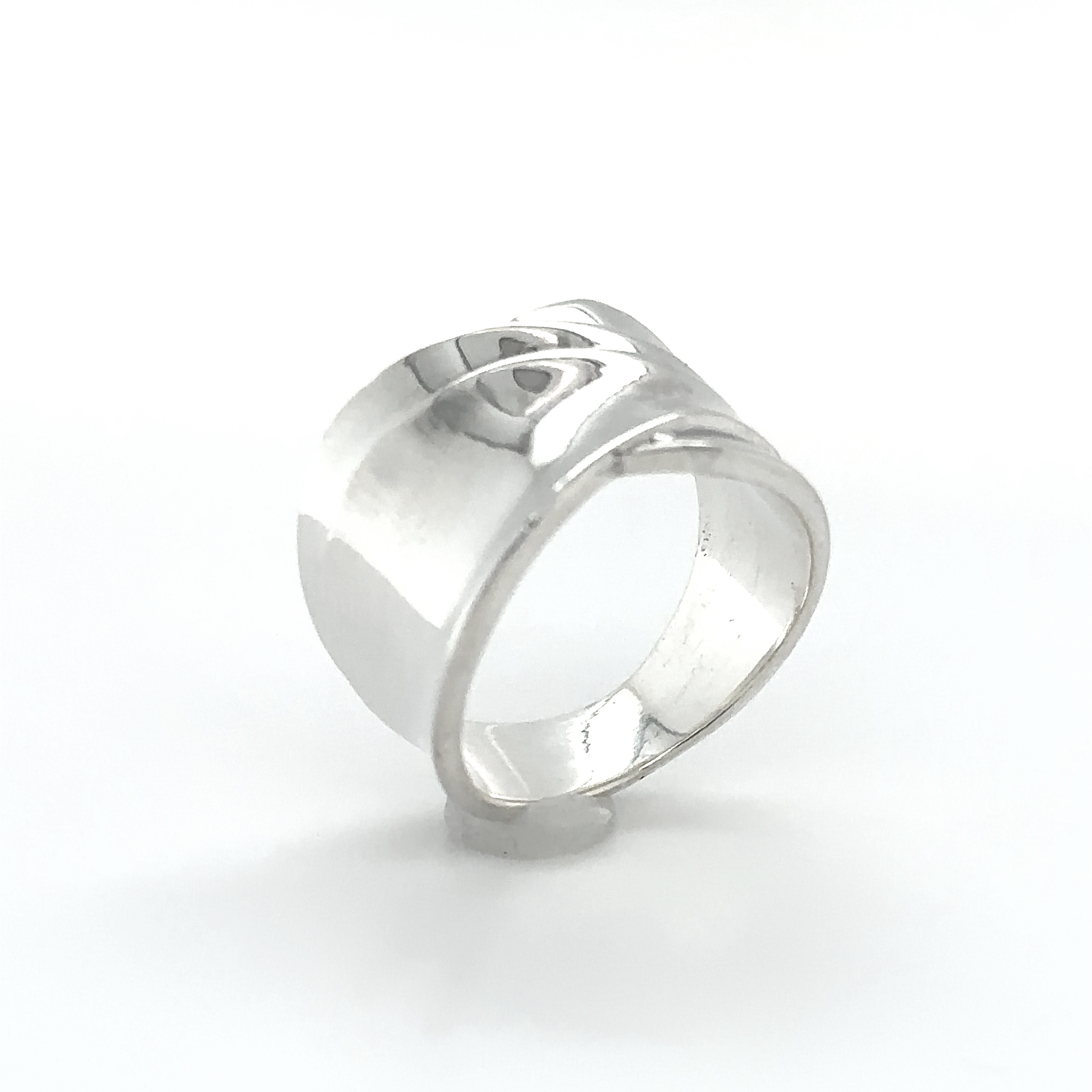 A sophisticated Cigar Band Silver Ring on a white background.