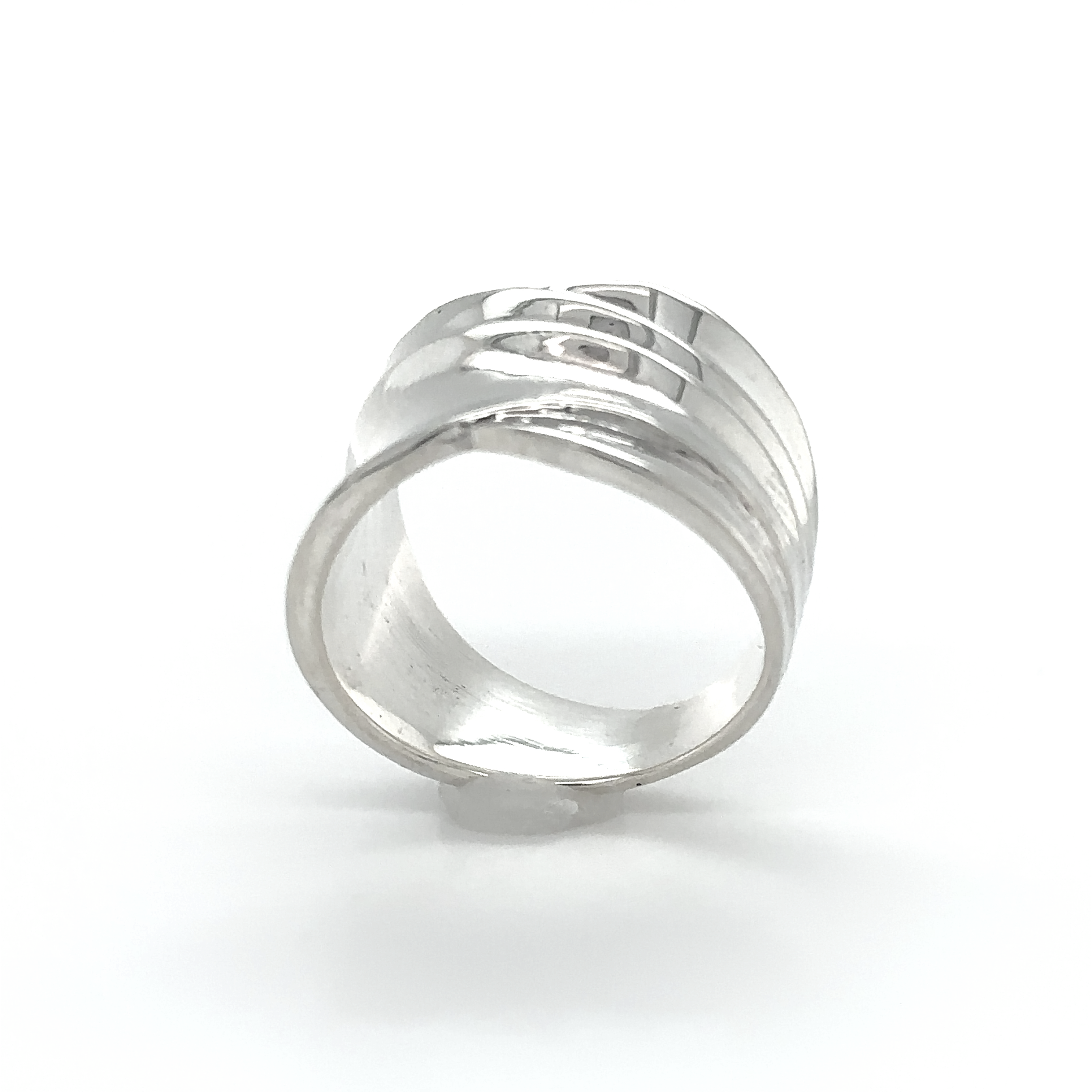 A sophisticated Cigar Band Silver Ring made of .925 Sterling Silver, showcased on a white background.